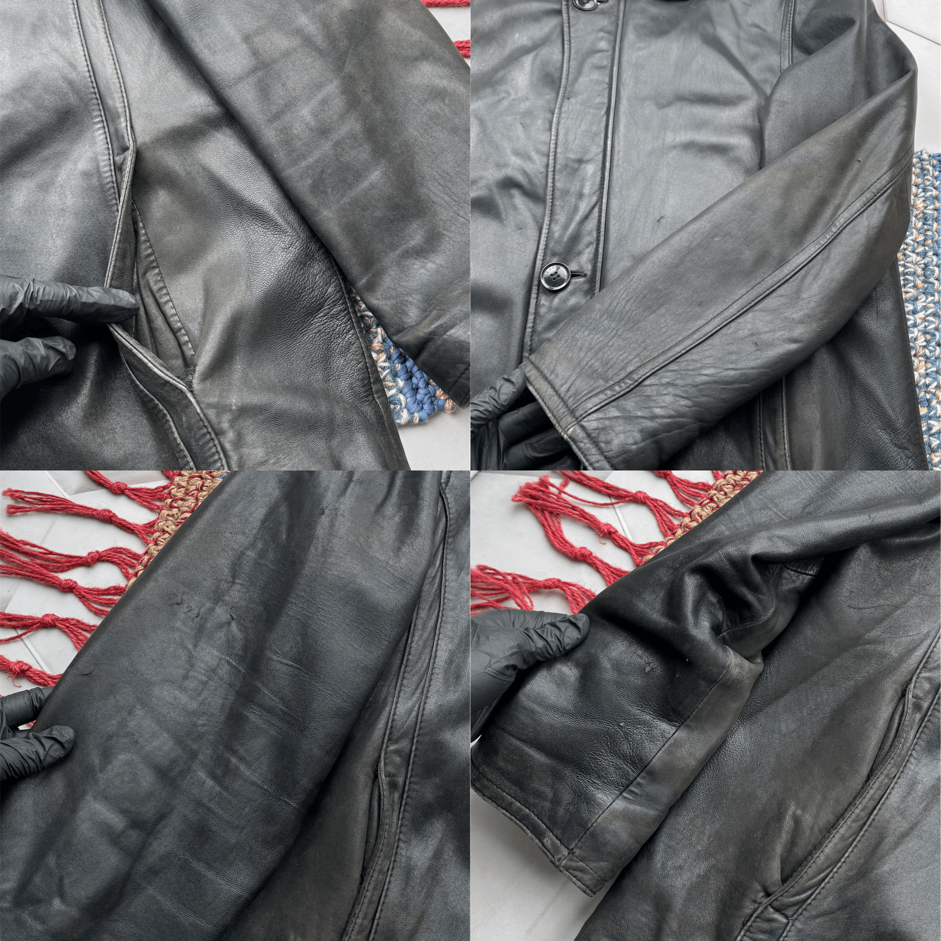 Vintage Vintage Thrashed Leather Jacket (G7)(ES9) Size US XXL / EU 58 / 5 - 5 Thumbnail
