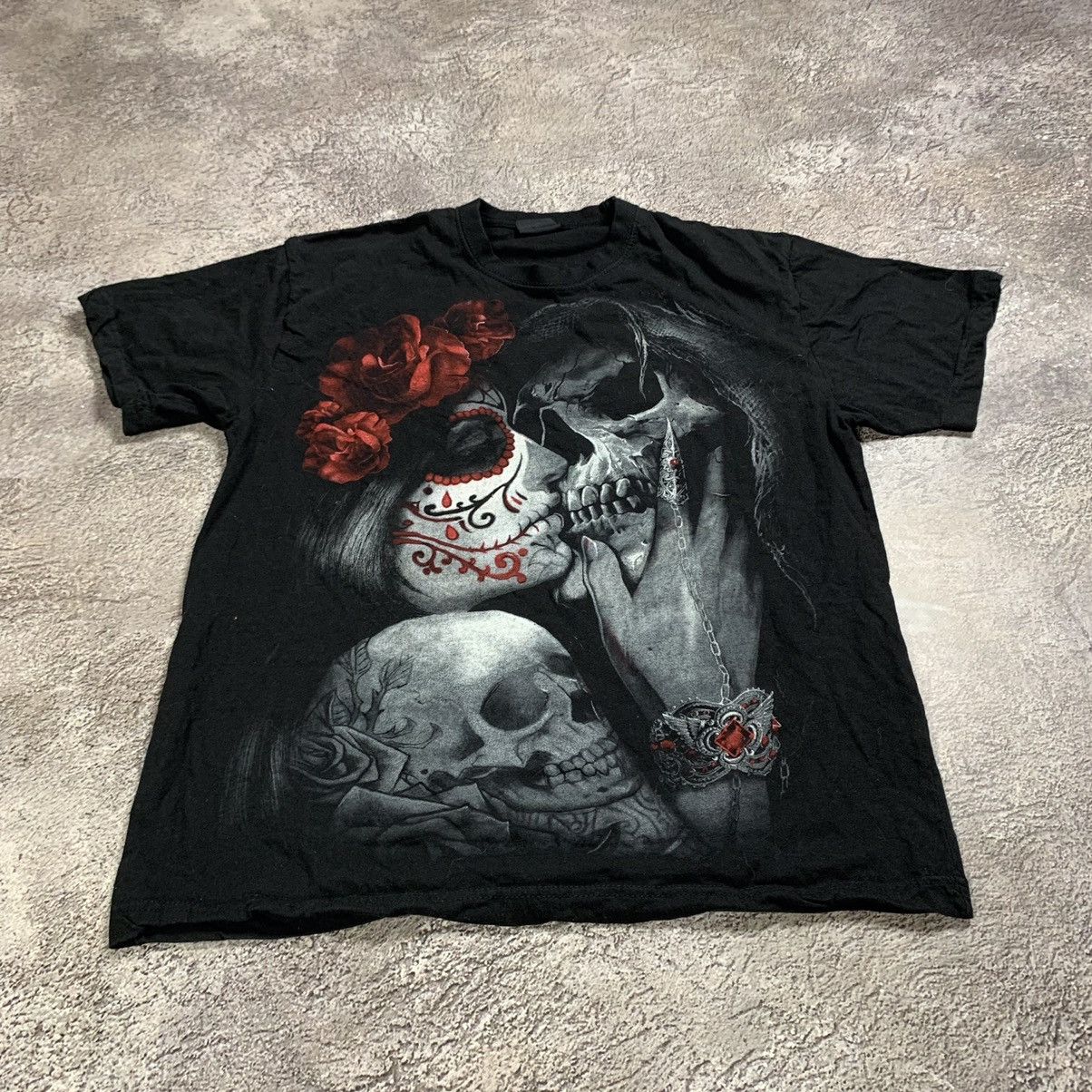 Vintage Vintage 90s Skull Graphic Tee Horror Goth Streetwear Baggy L Size US L / EU 52-54 / 3 - 2 Thumbnail