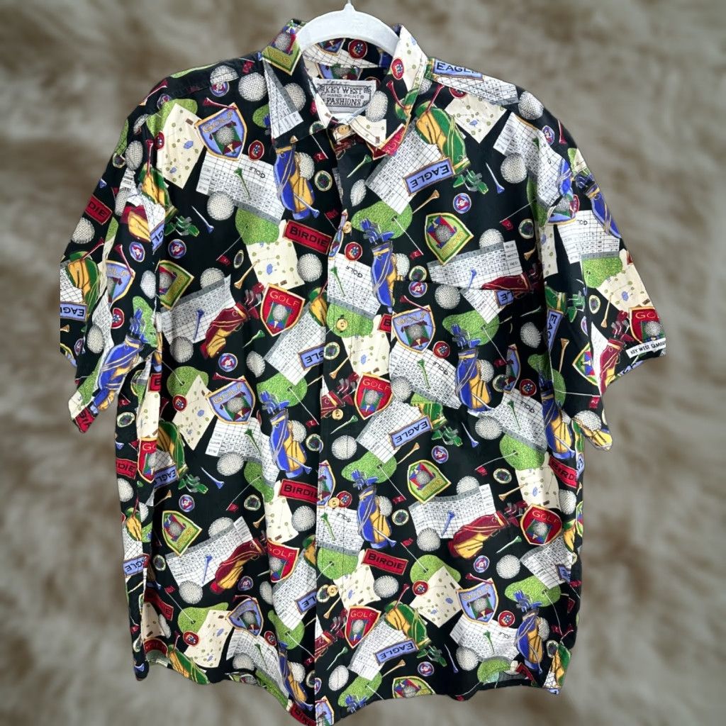 Vintage VINTAGE Key West Shirt M Black Hawaiian Golf Short Sleeve Button-Up Mens Size US M / EU 48-50 / 2 - 1 Thumbnail