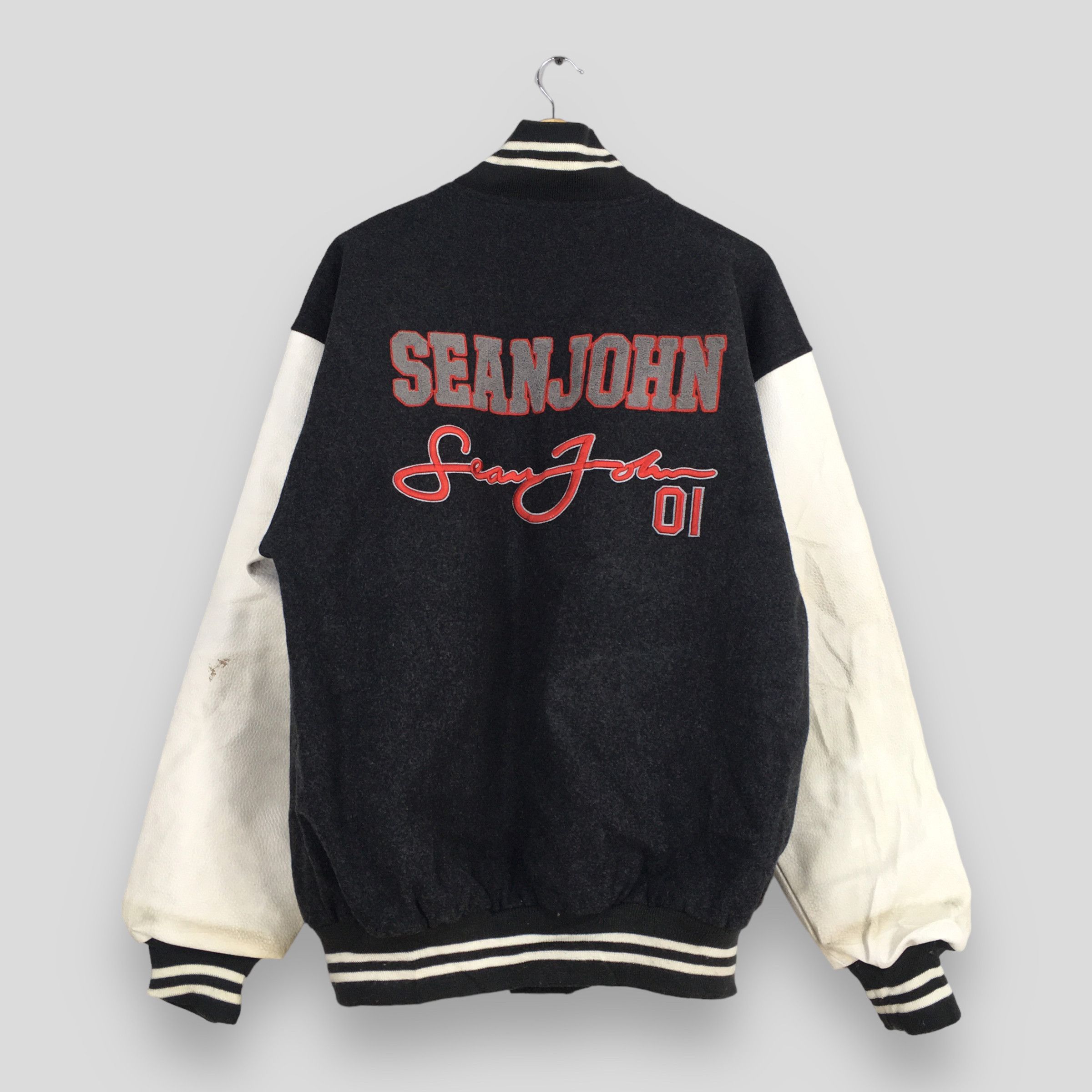 Jnco Sean John Varsity Vintage 90s Sean John Wool Varsity Leather Jacket XLarge Grailed