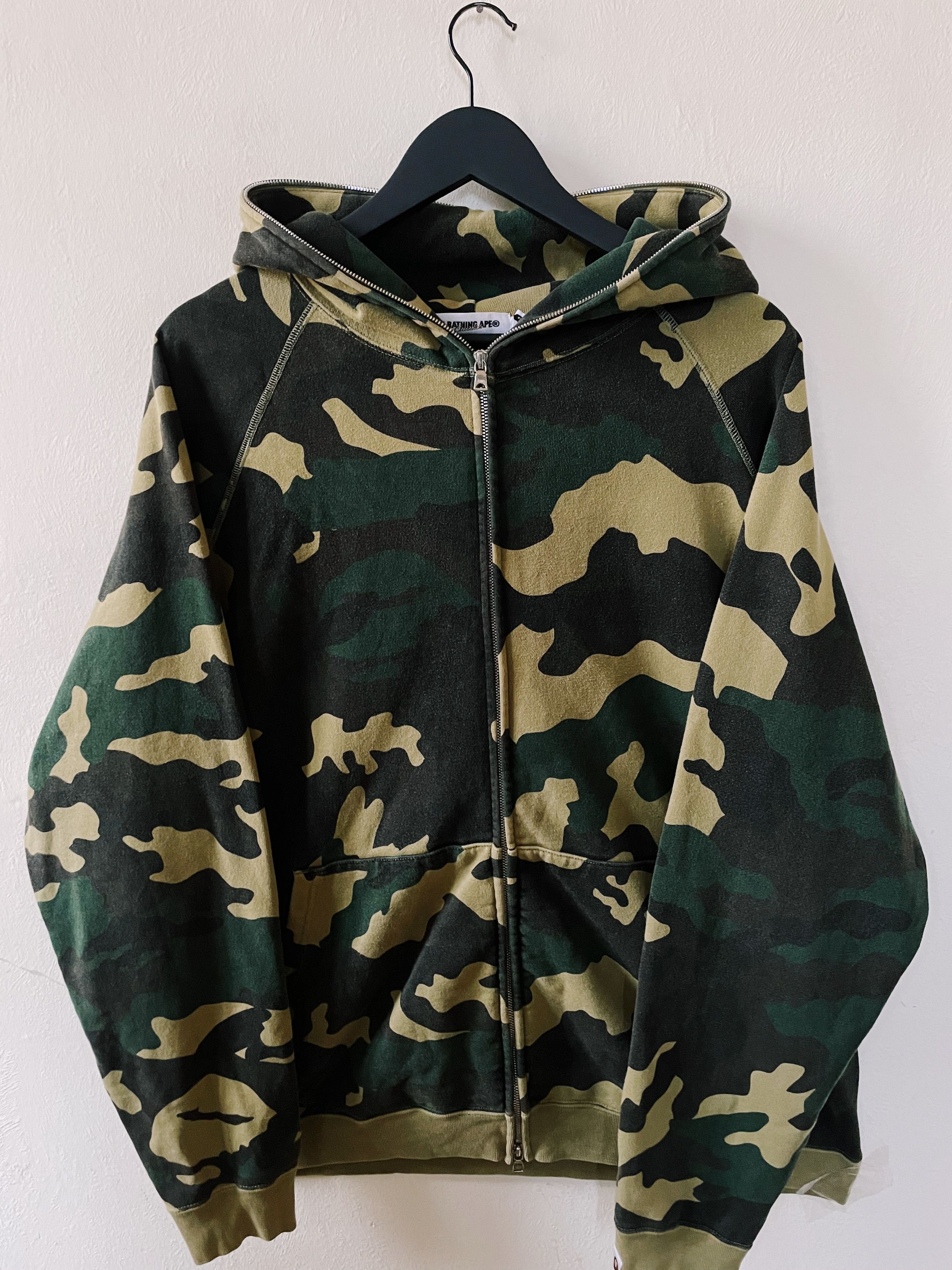 image of Bape A Bathing Ape Woodland Camo Fullzip Hoodie in Green/Khaki, Men's (Size XL)