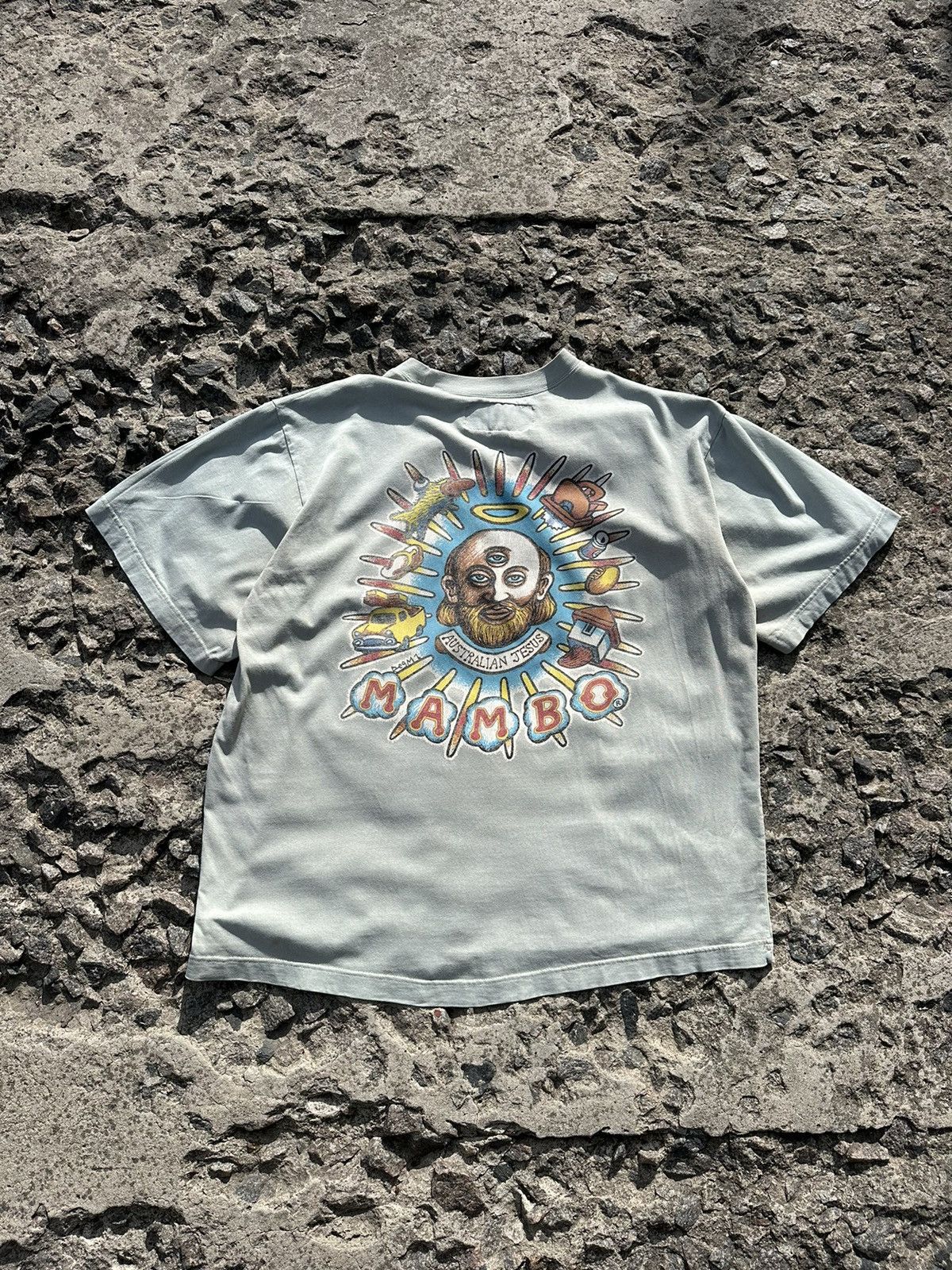 T-shirt Vintage Mambo Theology - Taille L - Graphique Surf/skate Années 90 Australie - Occasion