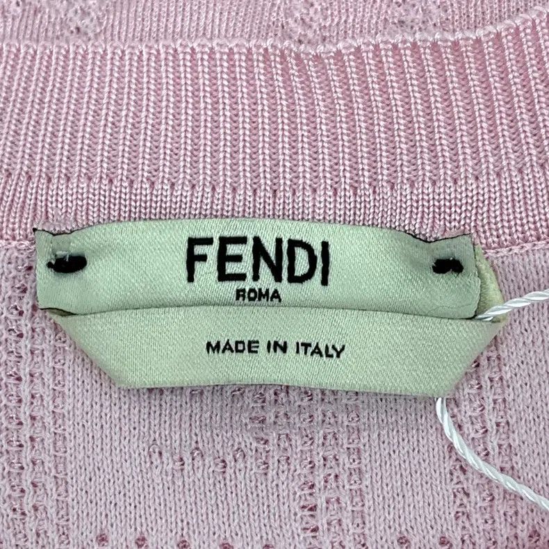 Fendi Fendi Pink Logo Letter Jacquard Full Print Cotton Crewneck Size XS / US 0-2 / IT 36-38 - 6 Thumbnail