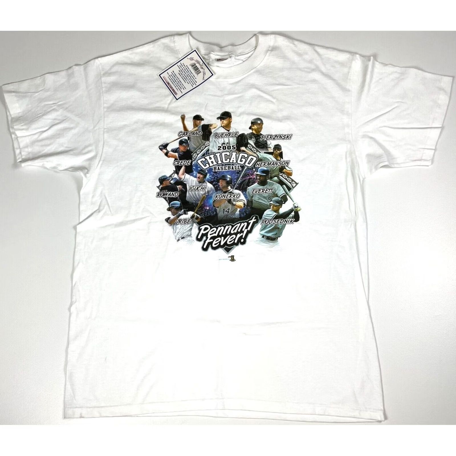 Anvil VINTAGE Chicago White Sox T-Shirt Anvil XL Pennant Fever 2005 World Series Mens Sports White Cotton Short Sleeve Crew Neck NWT Size US XL / EU 56 / 4 - 2 Thumbnail