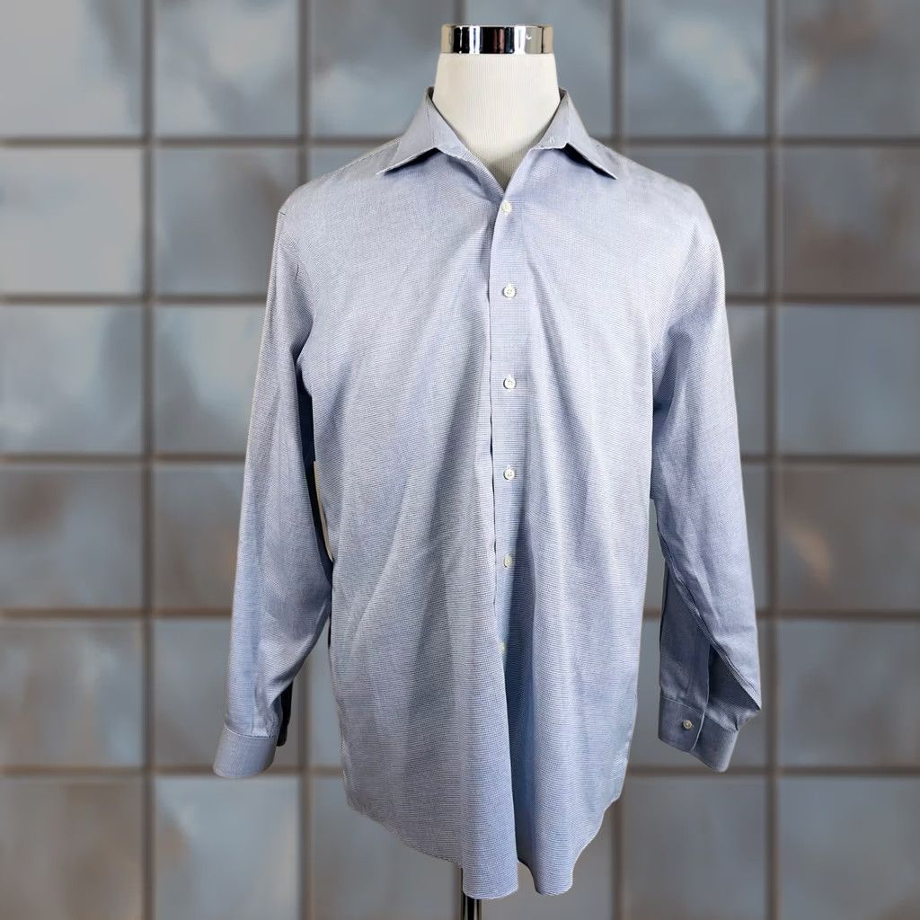 Brooks Brothers Brooks Brothers Regent Dress Shirt Blue Check Non Iron Cotton Mens 17.5 34 Size 48R - 1 Thumbnail