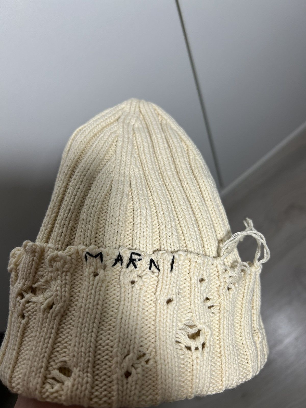 Marni Marni distressed beanie Cream Size S Size ONE SIZE - 1 Thumbnail