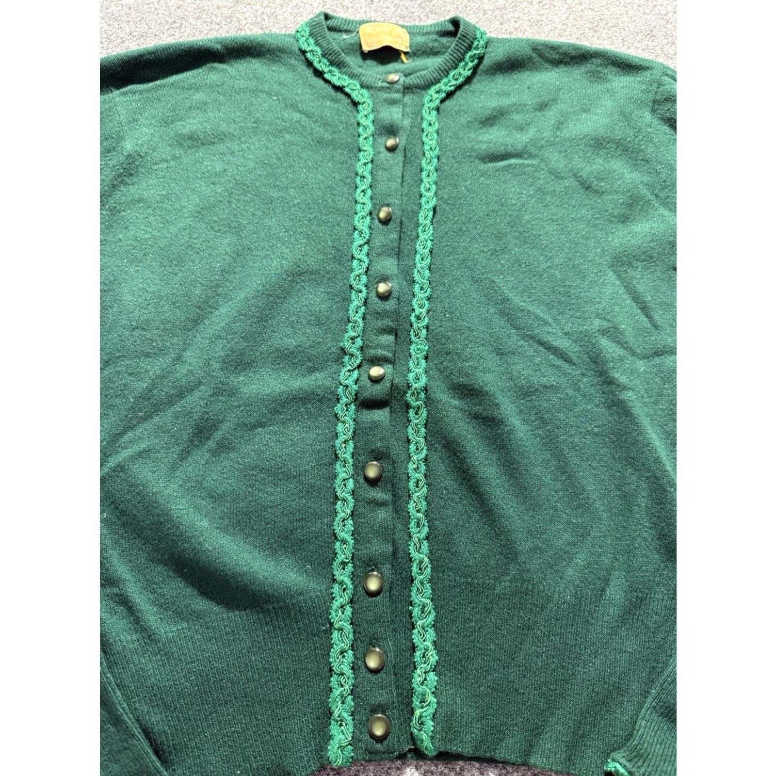 Lee VINTAGE Barbara Lee Cardigan Sweater Green XS/S 1950s Cashmere Pearl Buttons Womens Rockabilly Size XS / US 0-2 / IT 36-38 - 5 Thumbnail