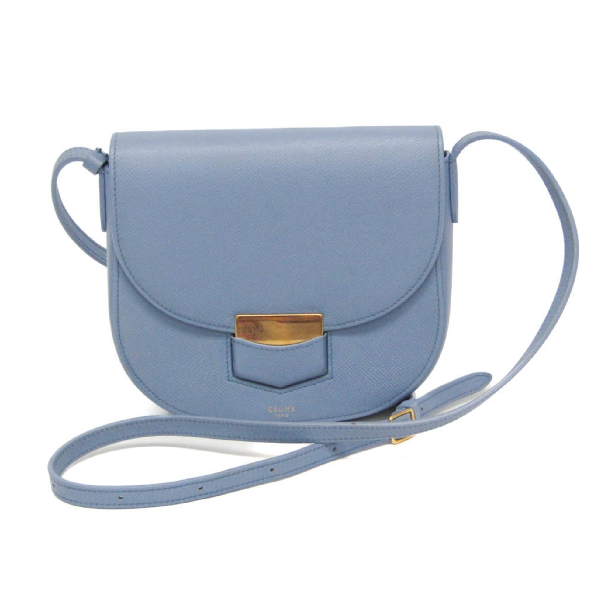 Celine Celine Trotter Medium 179013 Women's Leather Shoulder Bag Light Blue Size ONE SIZE - 1 Thumbnail