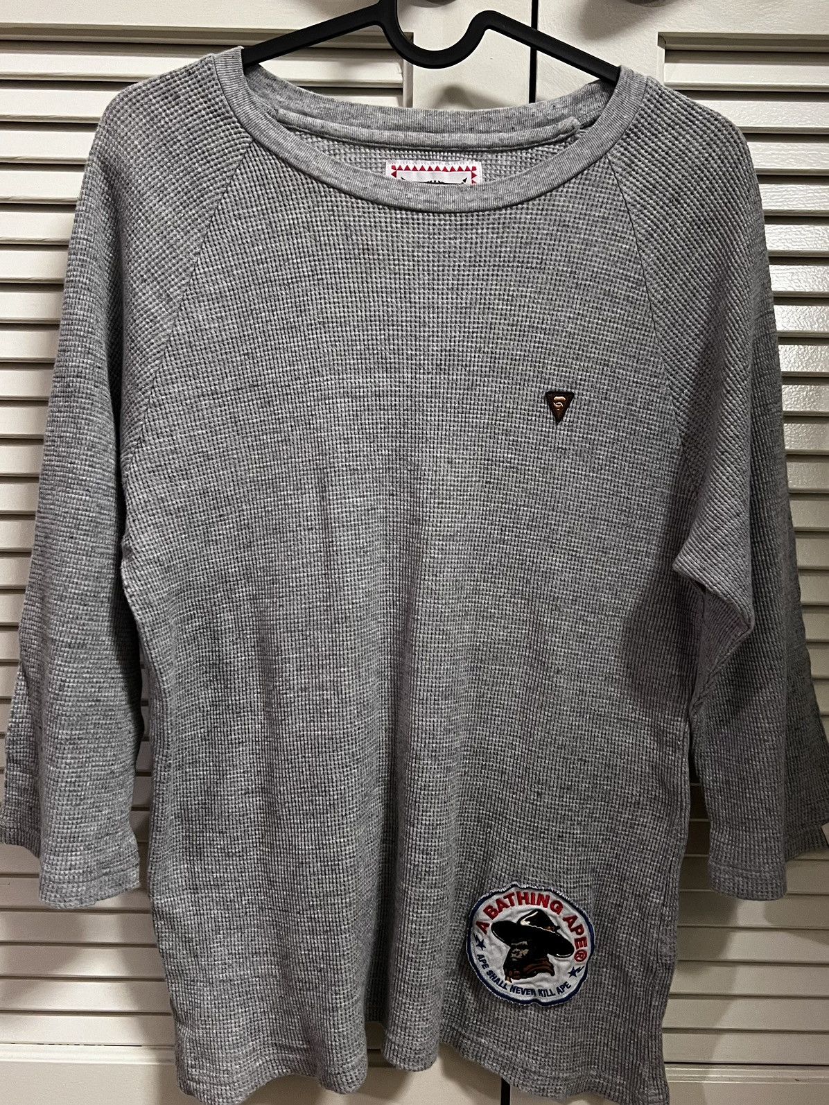 image of Bape Thermal Long Sleeve Tee in Grey, Women's (Size Small)