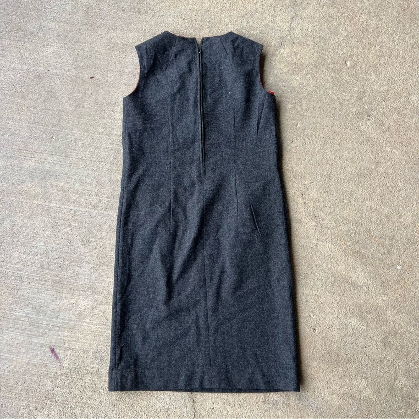 Pendleton 60s Pendleton Woolen Mills Gray Wool Sleeveless Sheath Dress Size L / US 10 / IT 46 - 3 Thumbnail