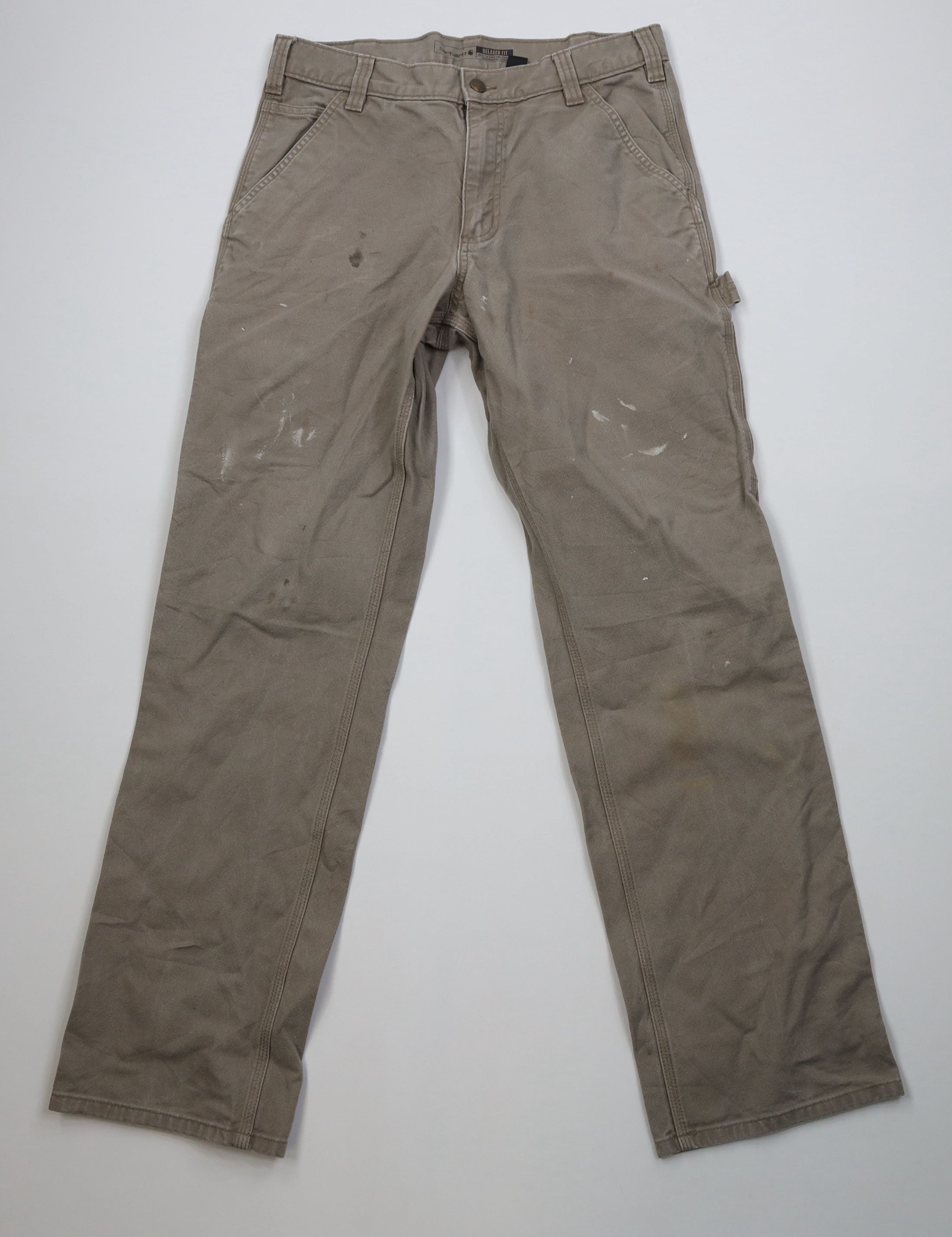 Carhartt Vintage Y2K Carhartt Wide Leg Dungaree Canvas Pants Beige Size US 33 - 1 Thumbnail