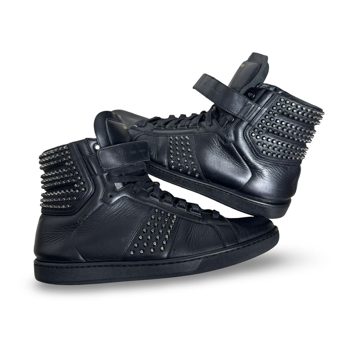 Saint Laurent Paris SAINT LAURENT PARIS SL/14H BLACK STUDDED HIGHTOPS Size US 10.5 / EU 43-44 - 2 Thumbnail