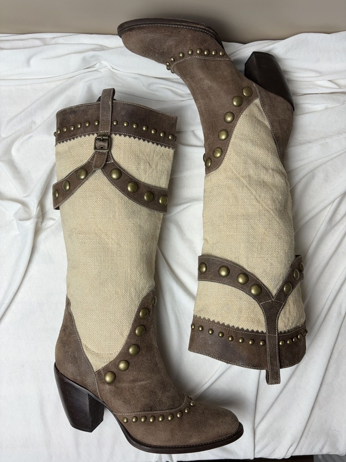 Vintage Italian leather 90s Cossacks high boots cowboy vintage shoes Size US 6 / IT 36 - 2 Thumbnail