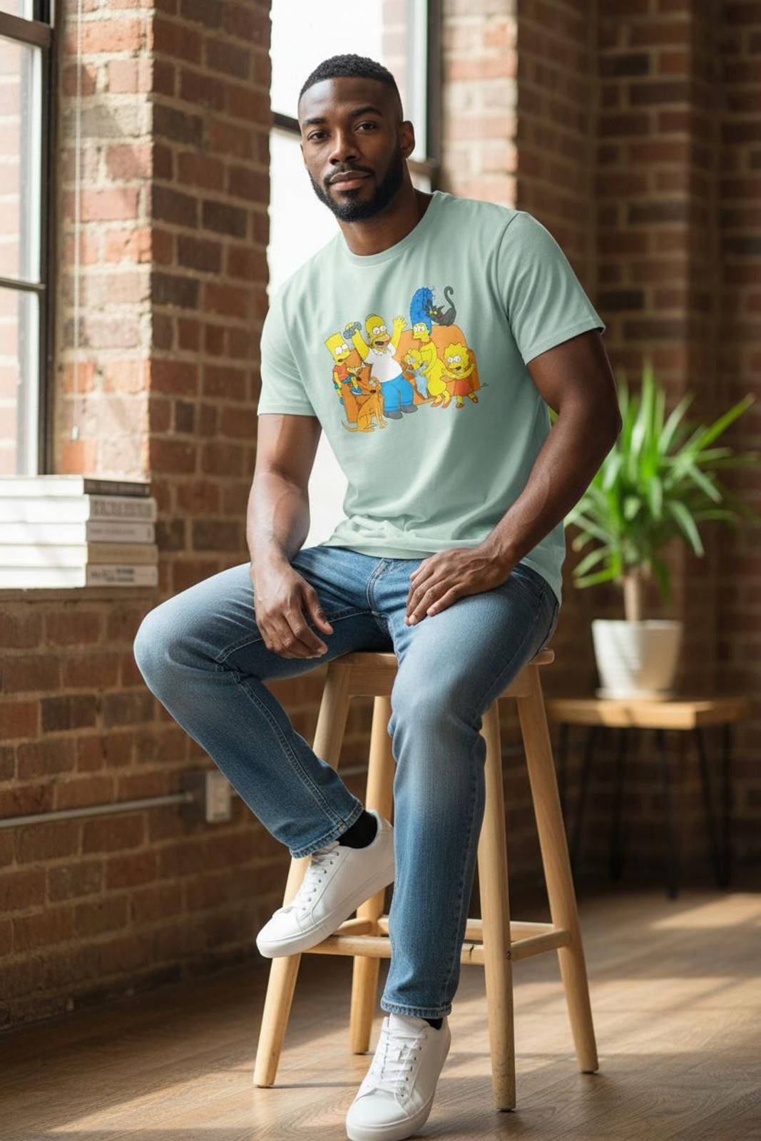 The Simpsons Men's Light Green Graphic T-Shirt with The Simpsons Print Size US XXL / EU 58 / 5 - 1 Thumbnail