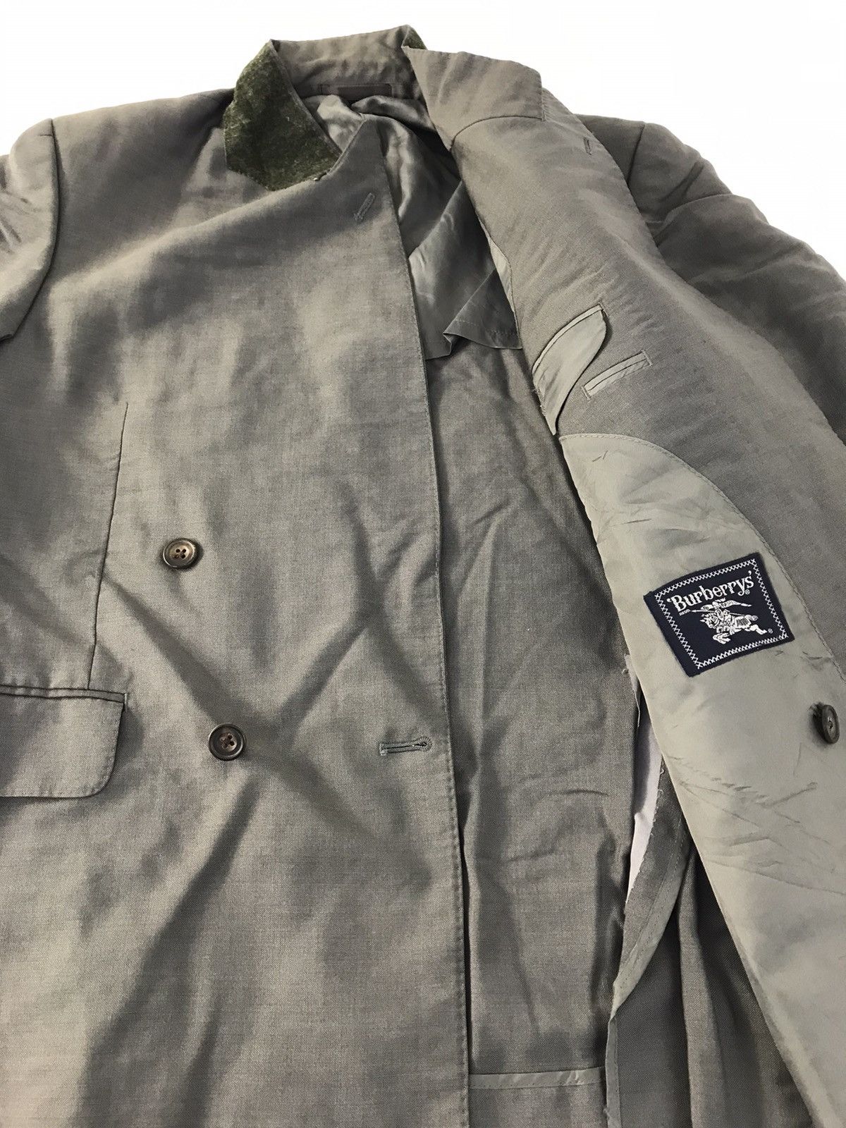 Burberry 90s Burberrys Wool & Mohair Double Breasted Coat Jacket Size US L / EU 52-54 / 3 - 4 Thumbnail