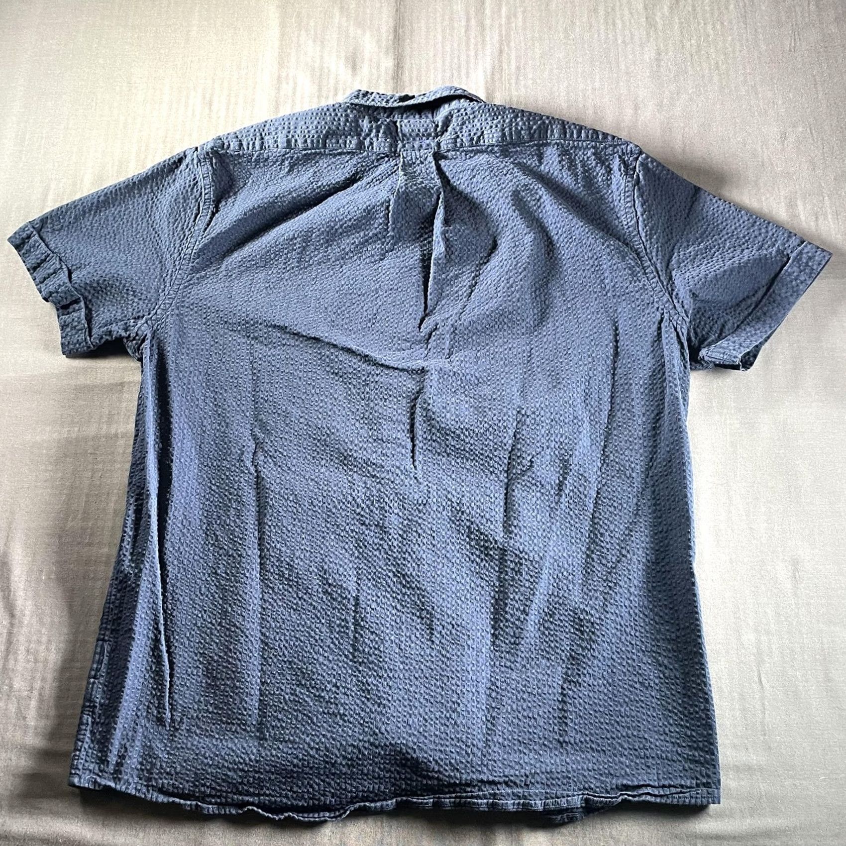 Brooks Brothers Brooks Brothers Shirt Mens Large Blue Textured Short Sleeve Button Front Shirt Size US L / EU 52-54 / 3 - 5 Thumbnail