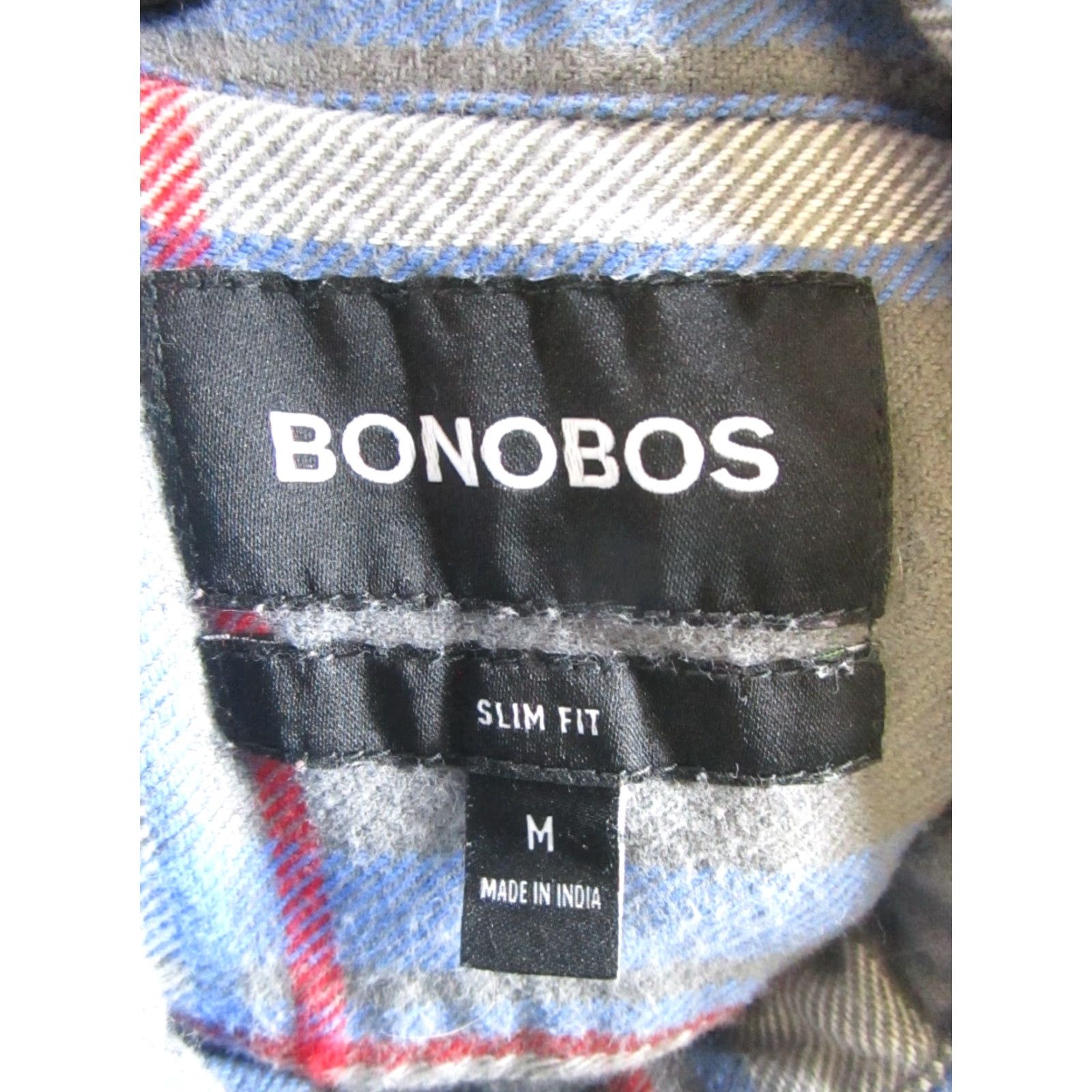 Bonobos Bonobos Flannel Shirt Mens Gray Blue Red Medium Cotton Button Up Size US M / EU 48-50 / 2 - 3 Thumbnail