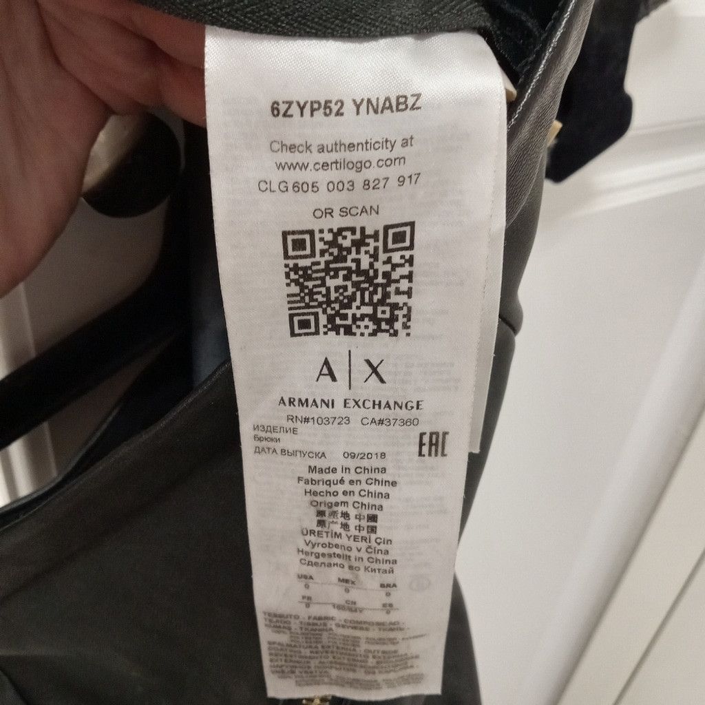 Armani Exchange EUC Armani Exchange Black Faux Leather Leggings Size 25" / US 0 / IT 36 - 8 Thumbnail