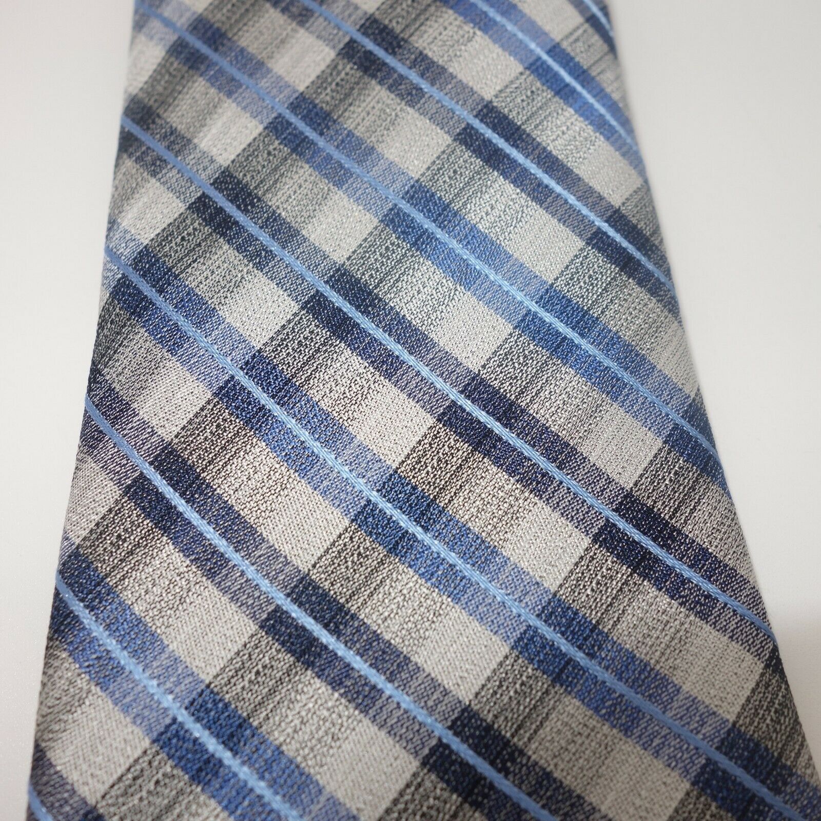 Kenneth Cole New Kenneth Cole Awareness Silk Men's Tie Black Blue Silver Size ONE SIZE - 2 Thumbnail