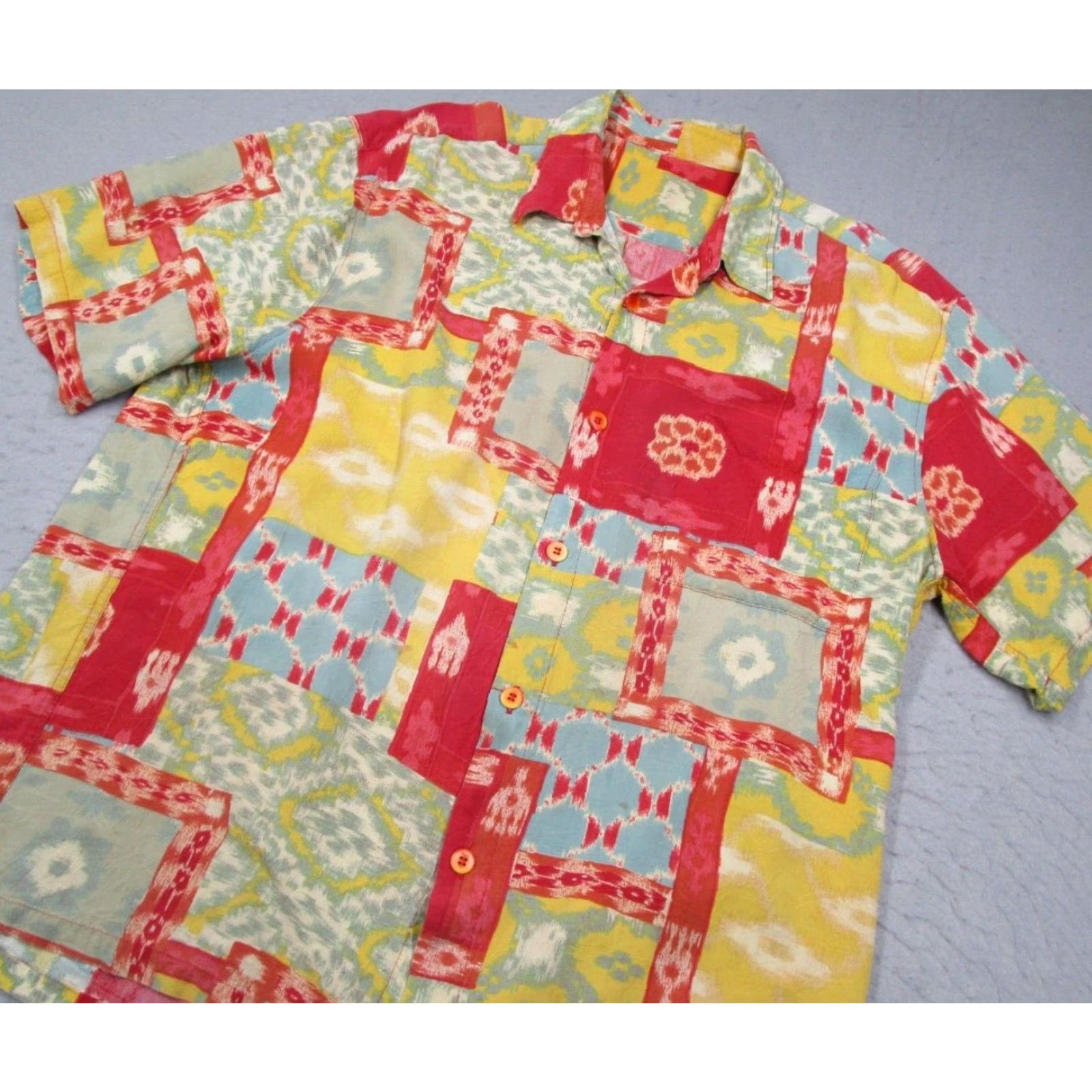 Jams World VINTAGE JAMS WORLD Hawaiian Shirt Mens Large Yellow Geometric Button-Up Casual 70s 80s 90s Size US L / EU 52-54 / 3 - 2 Thumbnail