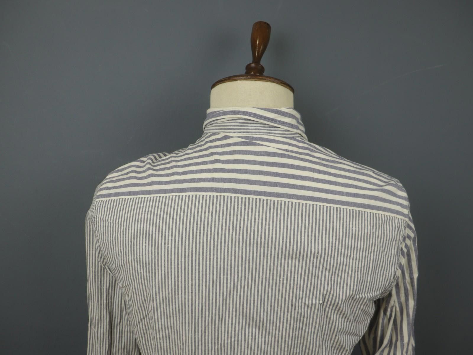 Designer Hackett London White Blue Collared Button-Up Shirt Size M Size US M / EU 48-50 / 2 - 8 Thumbnail