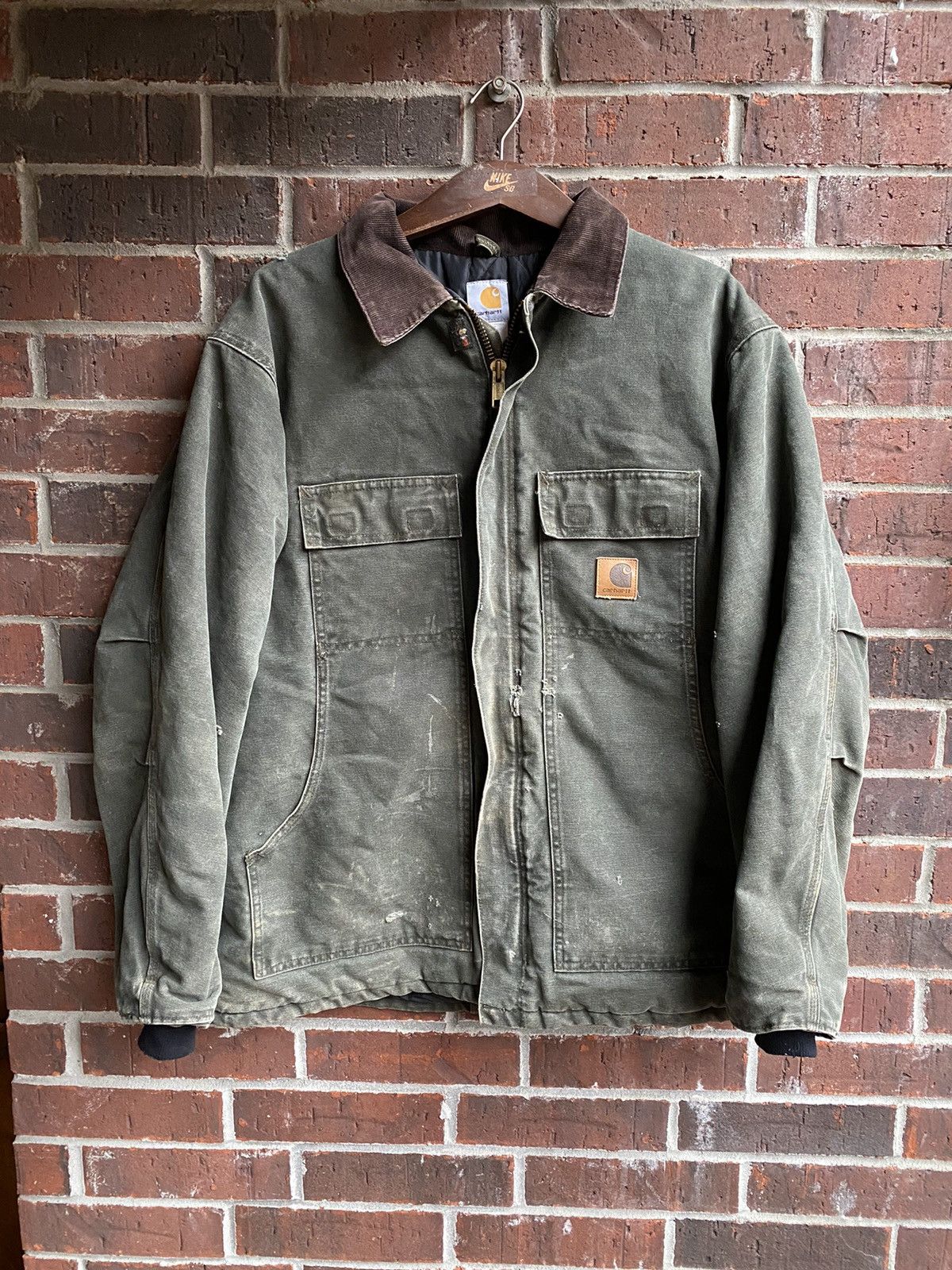 image of Carhartt Men Arctic Quilt Lined Barn Chore Jacket in Green (Size XL)