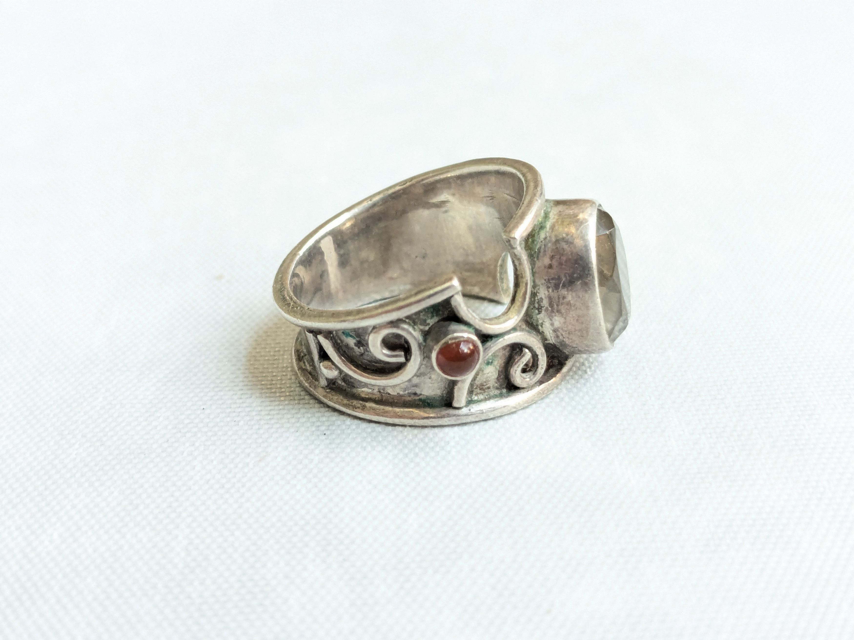 Jewelry Vintage Sterling Silver Quartz Carnelian 8 Size ONE SIZE - 5 Thumbnail