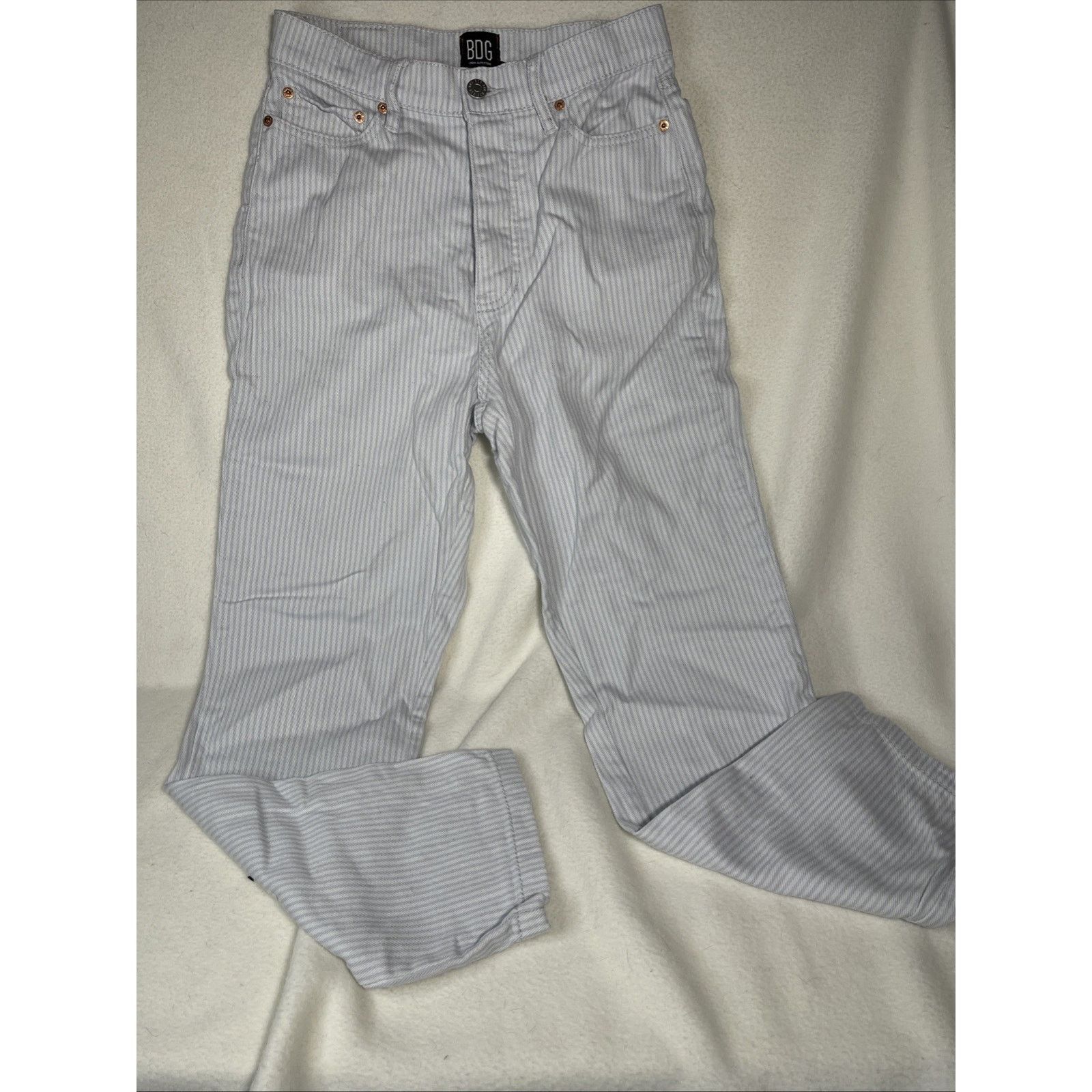 Bdg BDG Slim Straight Sz25 Jeans Button Fly Soft Denim Pinstripe Size 25" / US 0 / IT 36 - 1 Thumbnail