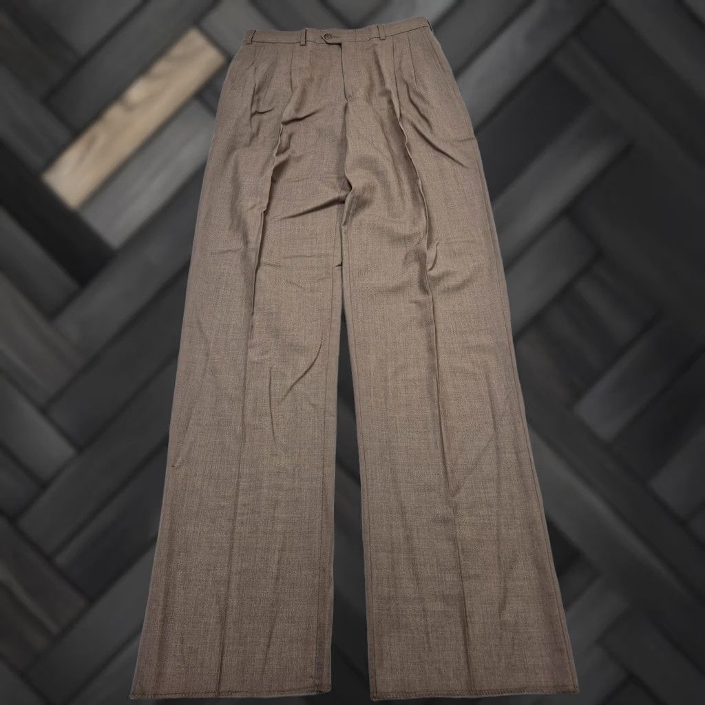 Vintage Stuart Edward Limited Dress Pants Mens 34x36 Beige Wool Pleated Unhemmed NWT Size US 34 / EU 50 - 1 Thumbnail