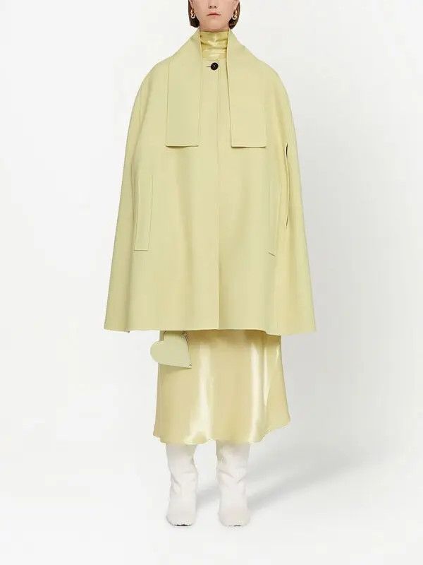 Jil Sander o1y0925 Size : 0 US / Cashmere Cloak in Lime Green Size ONE SIZE - 4 Thumbnail