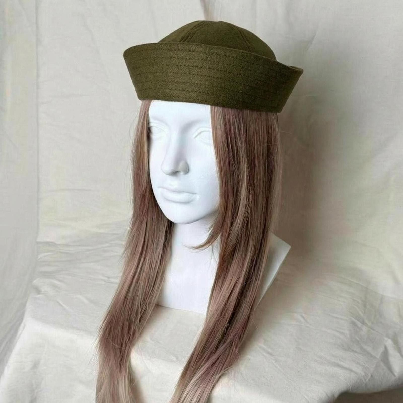 Japanese Brand Olive Green Wool Eyelet Beret Sailor Hat Y2K French Girl Size ONE SIZE - 3 Thumbnail