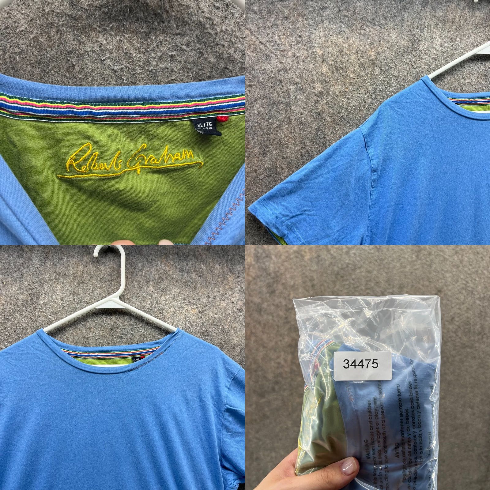 Robert Graham Robert Graham Shirt Mens XL Blue Casual Tee Crewneck Cotton Extra Large Green Size US XL / EU 56 / 4 - 8 Thumbnail