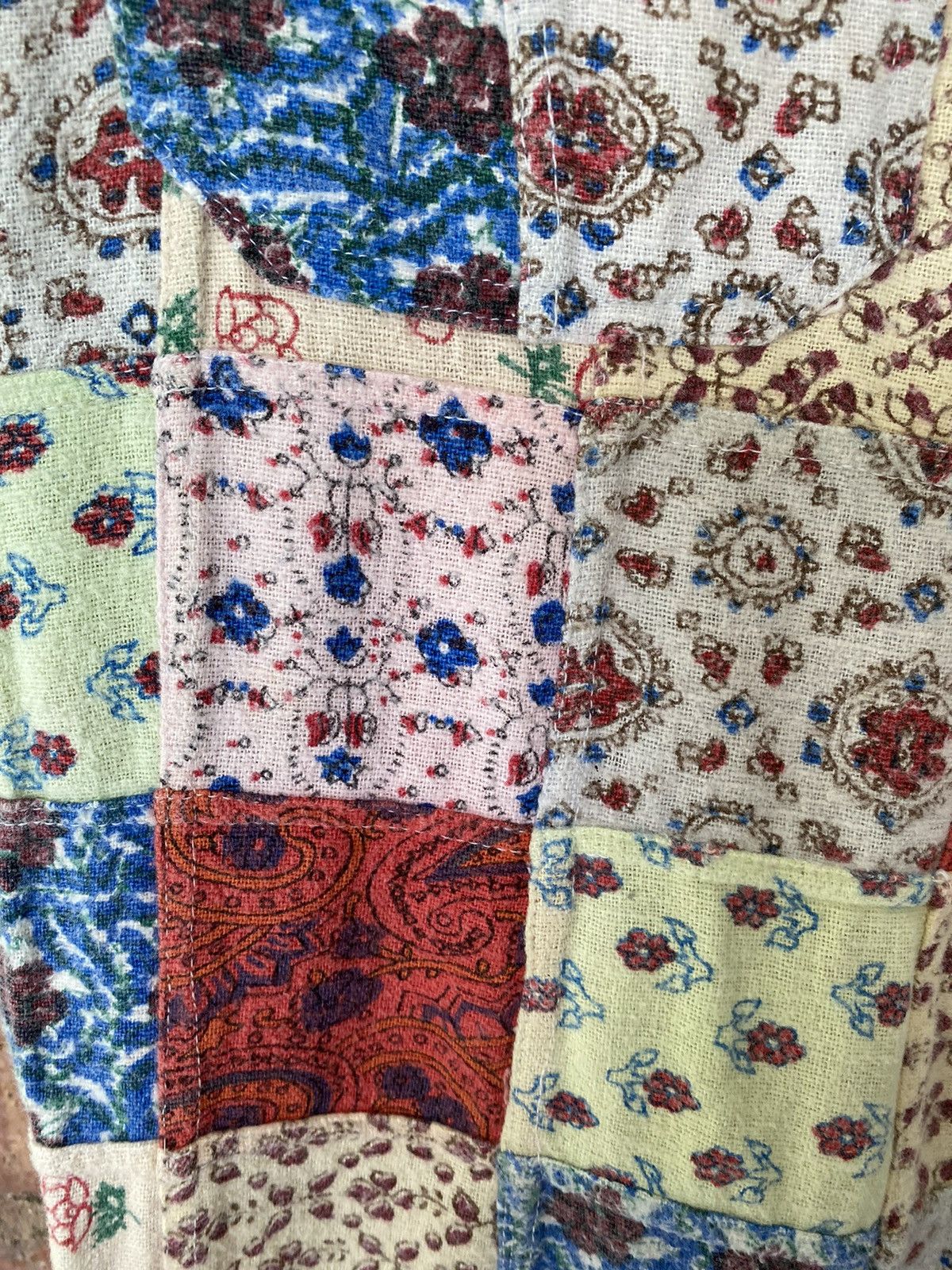 Super Lovers 1990s MU CHA CHA Japan Patchwork Flare bush Pants Size US 31 - 9 Thumbnail