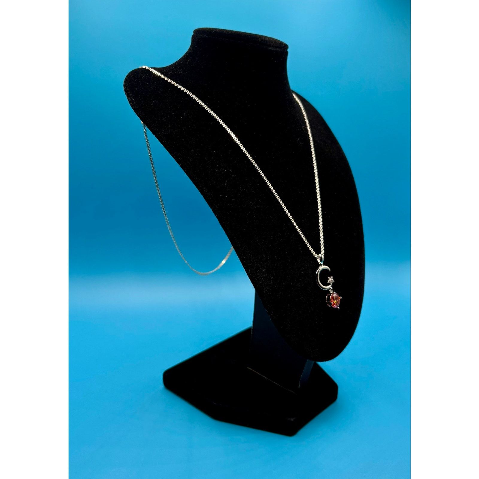Jewelry NEW 2CTW Moissanite Moon & Star Pendant & 24" Bonus Chain Size ONE SIZE - 6 Thumbnail