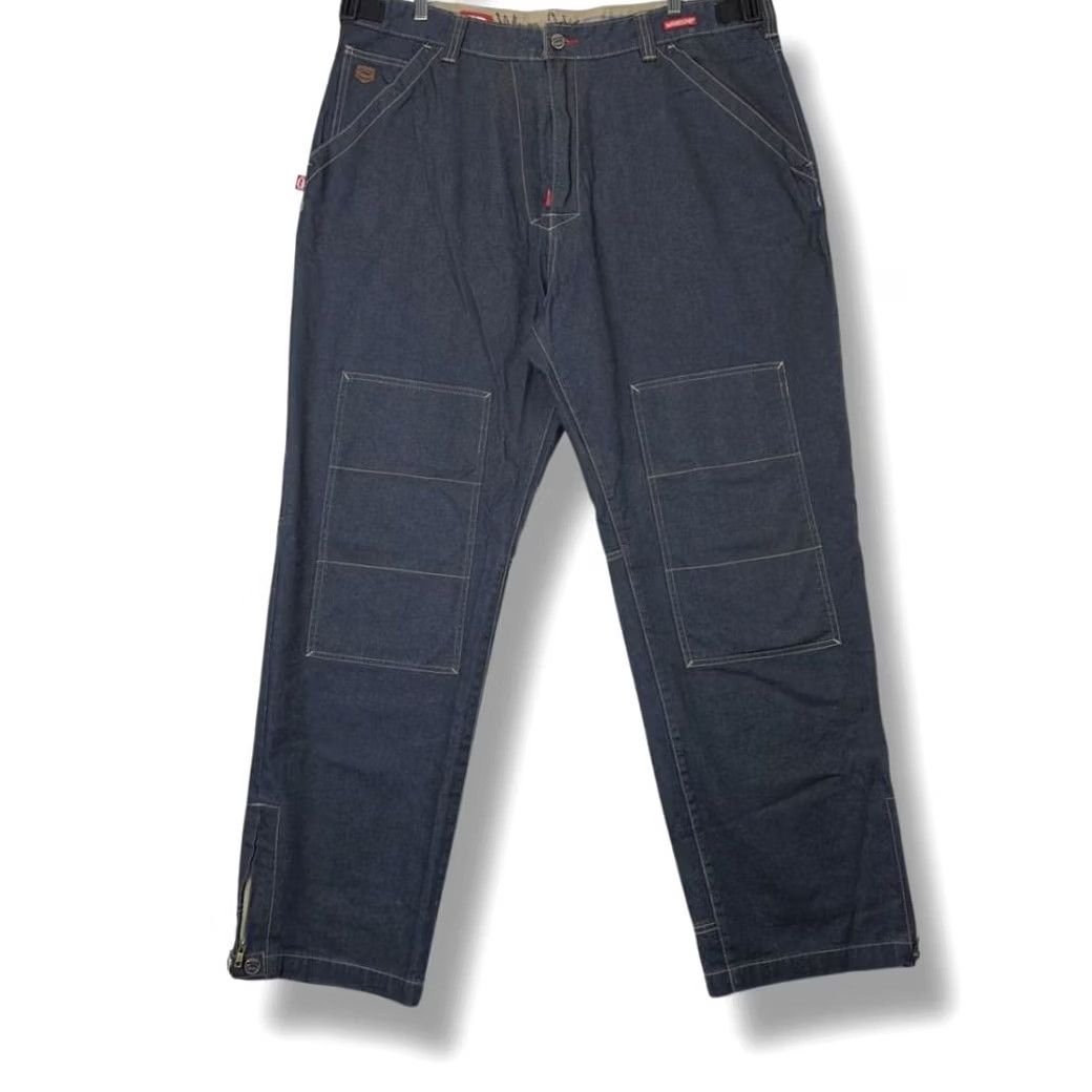 Ecko Unltd. ECKO UNLTD Jeans Mens 42 Dark Wash Cargo Pocket Denim Work Carpenter Wide Leg 90s Retro Vintage? Size US 42 / EU 58 - 2 Thumbnail