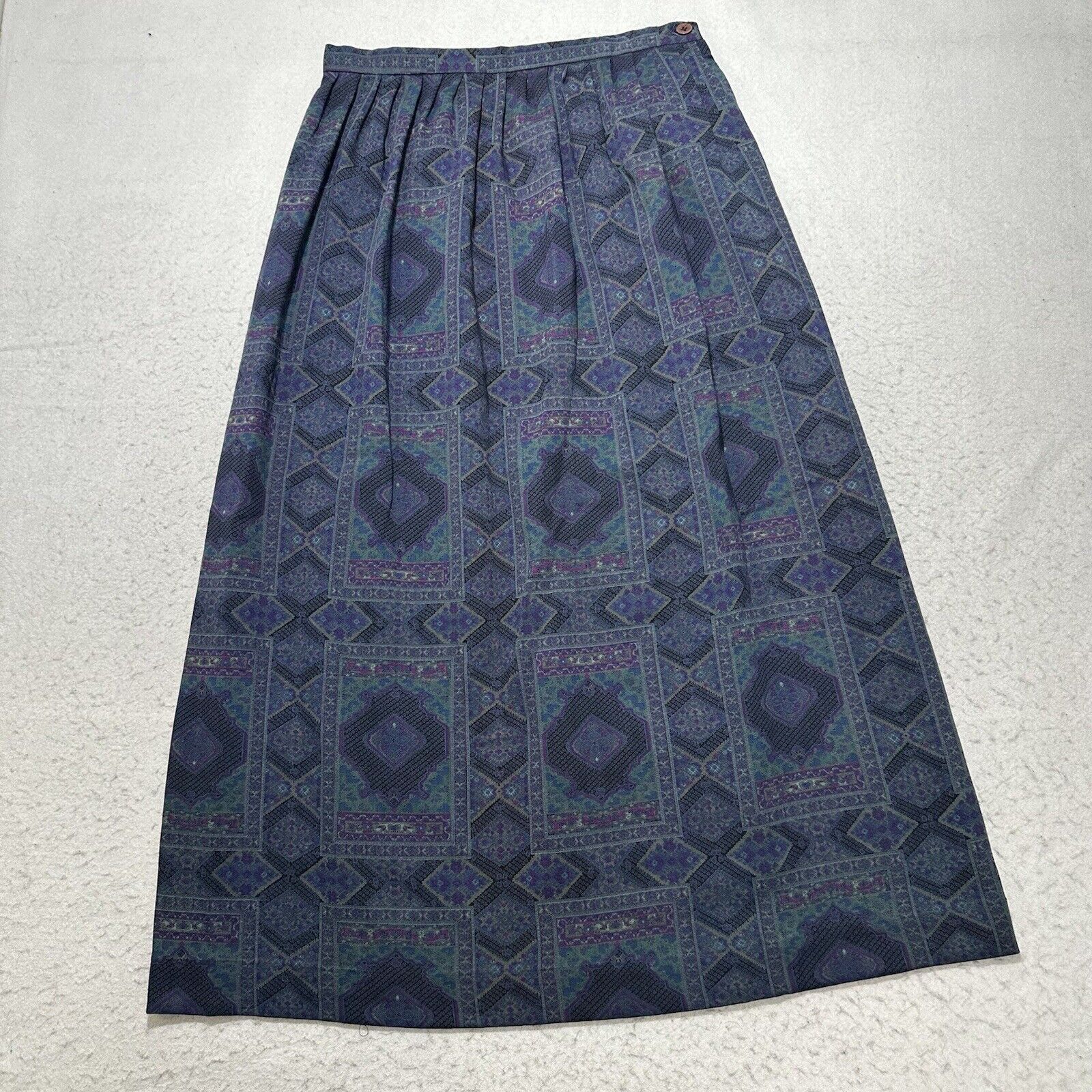 Other Vintage Herman Geist 10 A-Line Maxi Skirt Navy Ornate USA Size 32" / US 10 / IT 46 - 1 Thumbnail