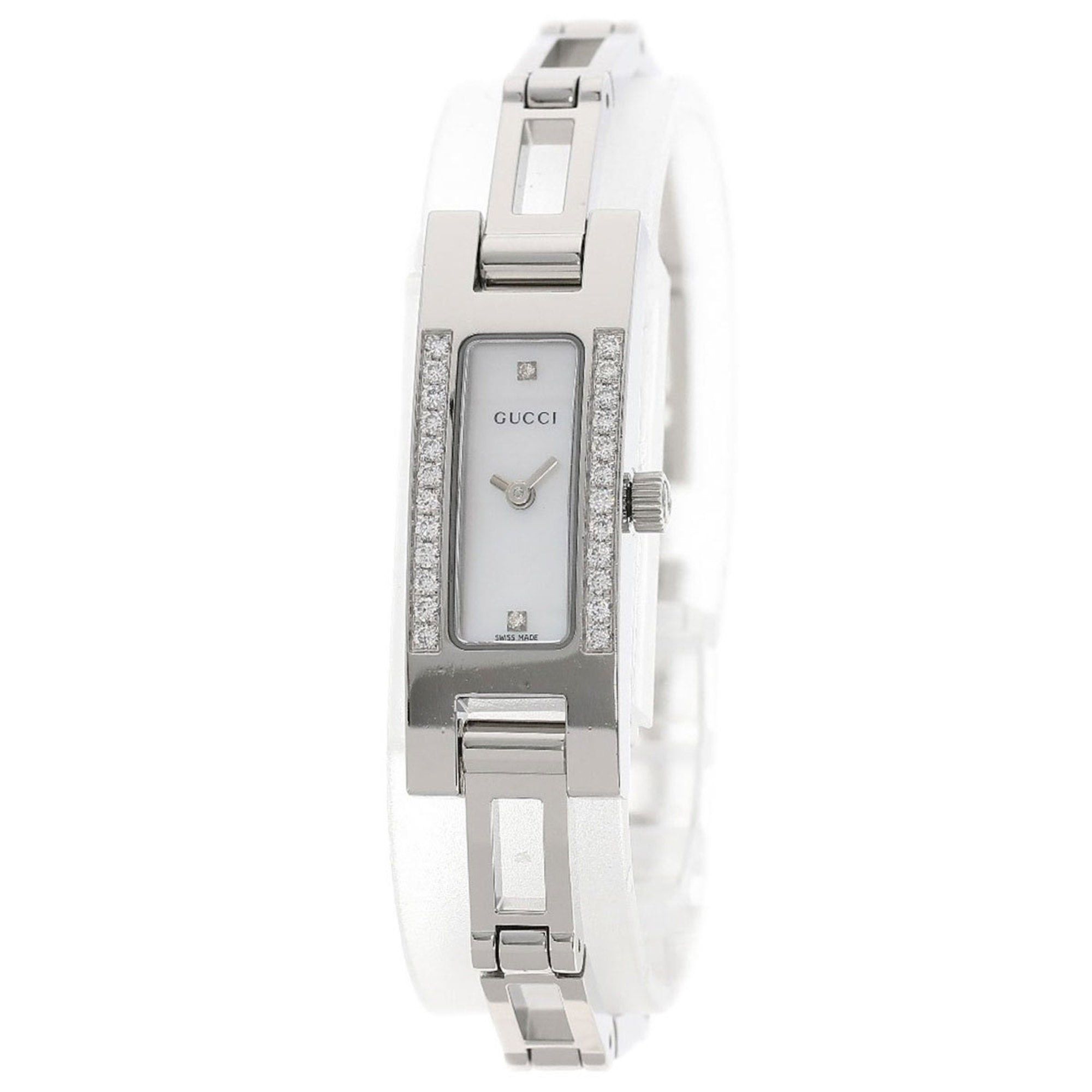 image of Gucci 3900L Square Face Diamond Watch Stainless Steel/ss Ladies in Black, Women's