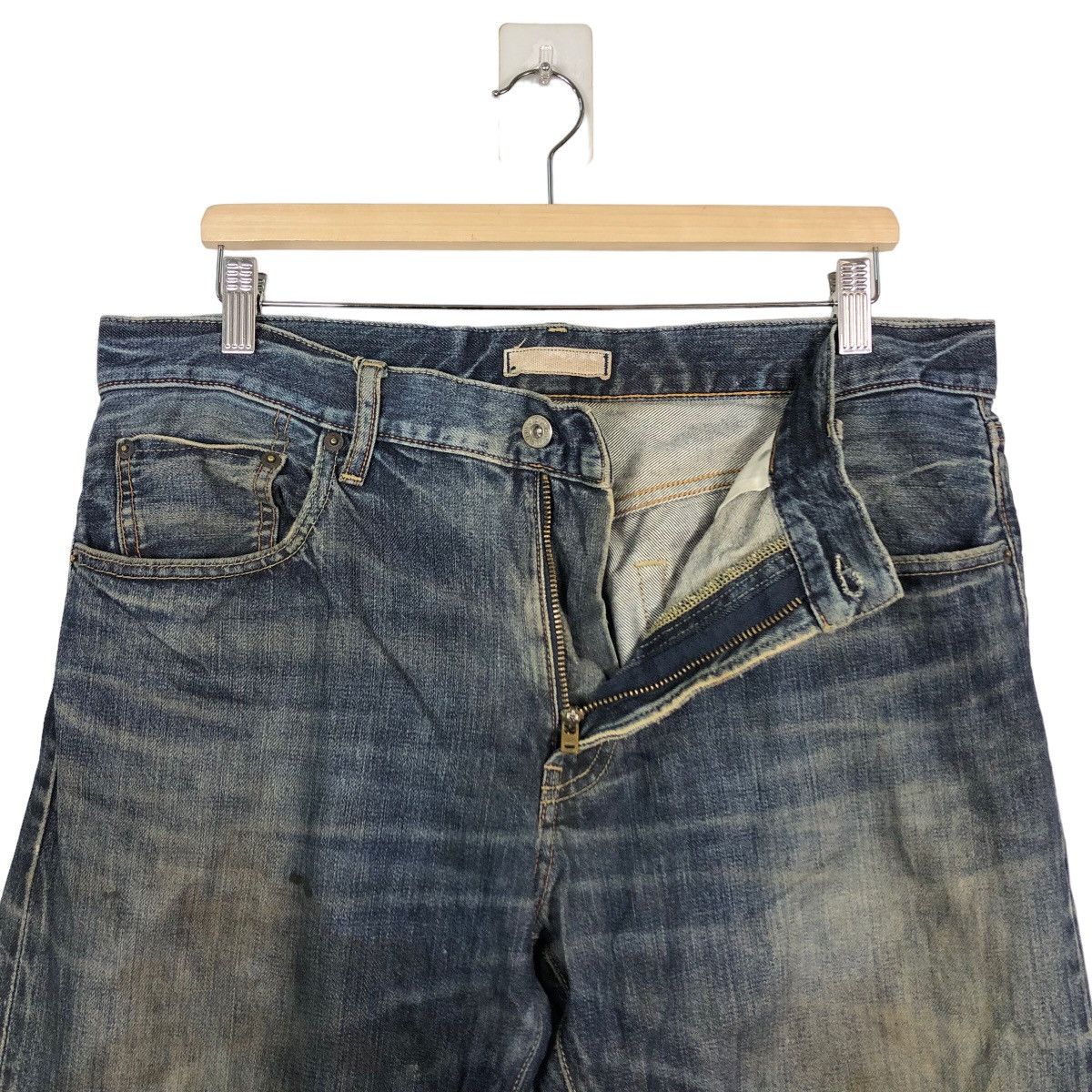 Japanese Brand Rare Distressed Denim Jeans Regular Fit Uniqlo Issey Miyake Size US 36 / EU 52 - 10 Thumbnail