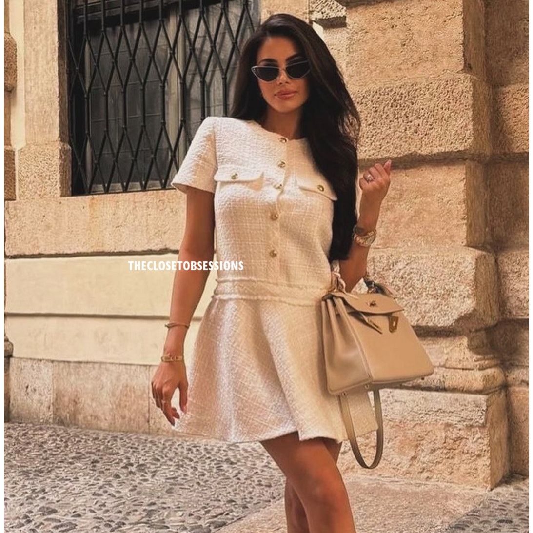 Zara CHANEL VIBES!!! ZARA BLOGGER FAVE!! Textured Short Dress NWT | Grailed