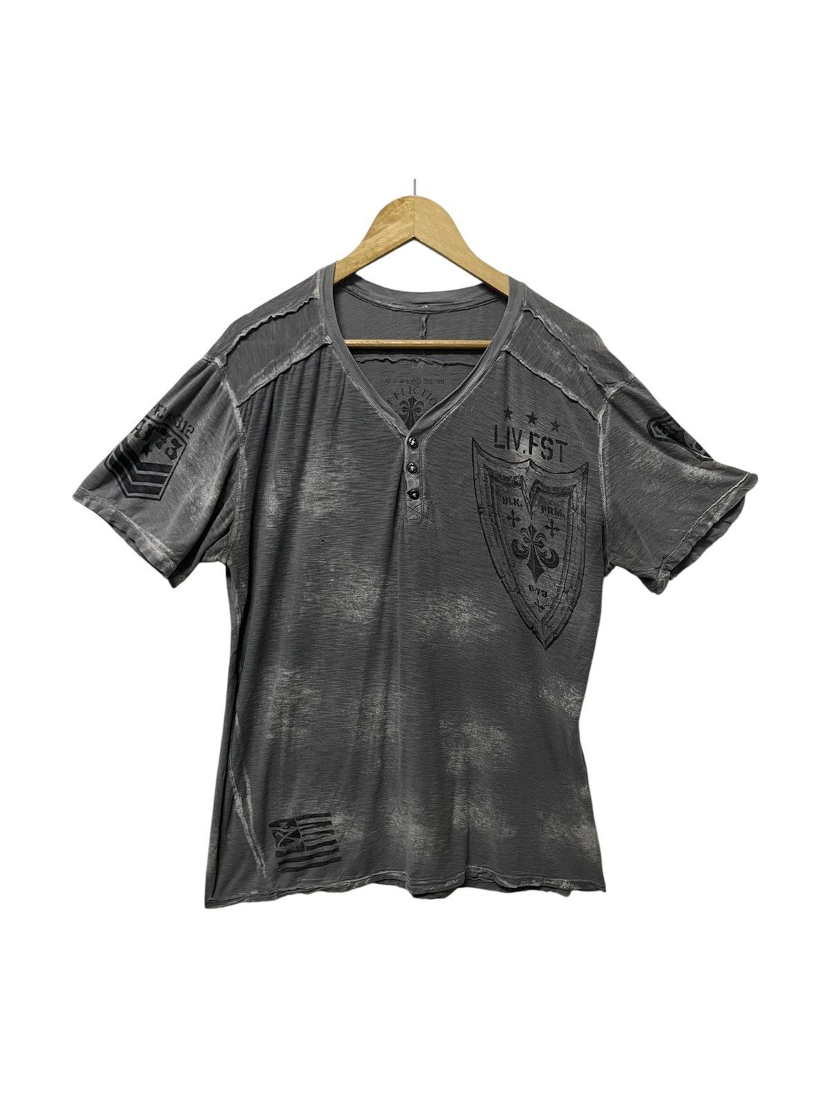 Affliction VINTAGE Y2K EAGLES AFFLICTION ACIDWASH HALF BUTTON SHIRT Size US XL / EU 56 / 4 - 2 Thumbnail