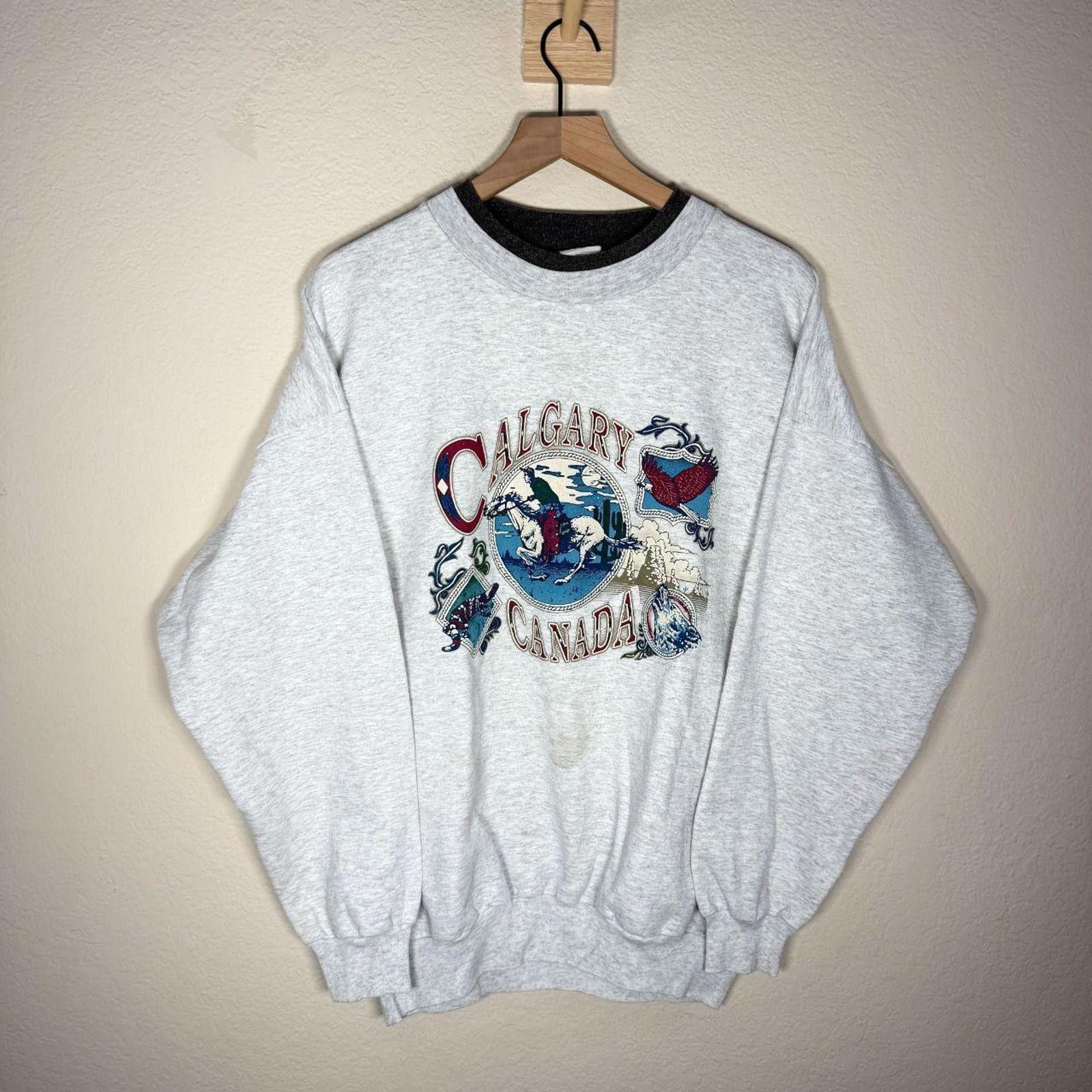 Other Calgary Canada Sweater Men's White Vintage 1990s Graphic Size US M / EU 48-50 / 2 - 1 Thumbnail