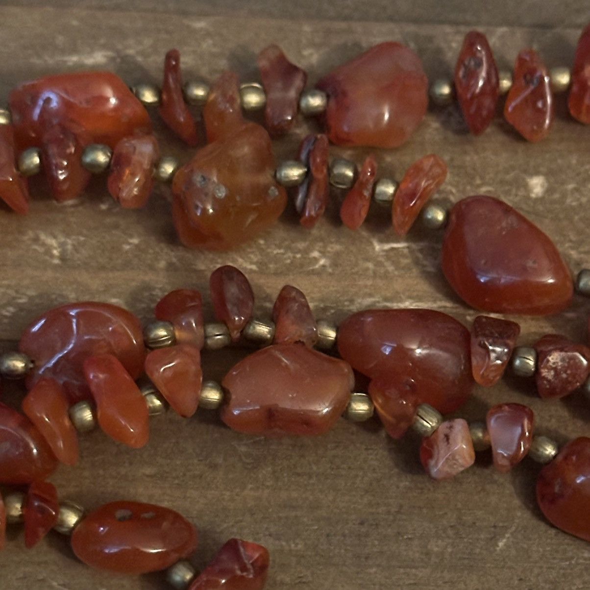 Vintage Vintage long polished Carnelian stone bead necklace Size ONE SIZE - 3 Thumbnail