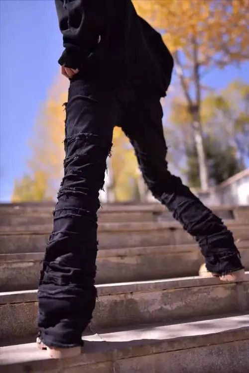 Designer × Vintage punk damaged flared ripped jeans Size US 34 / EU 50 - 1 Thumbnail