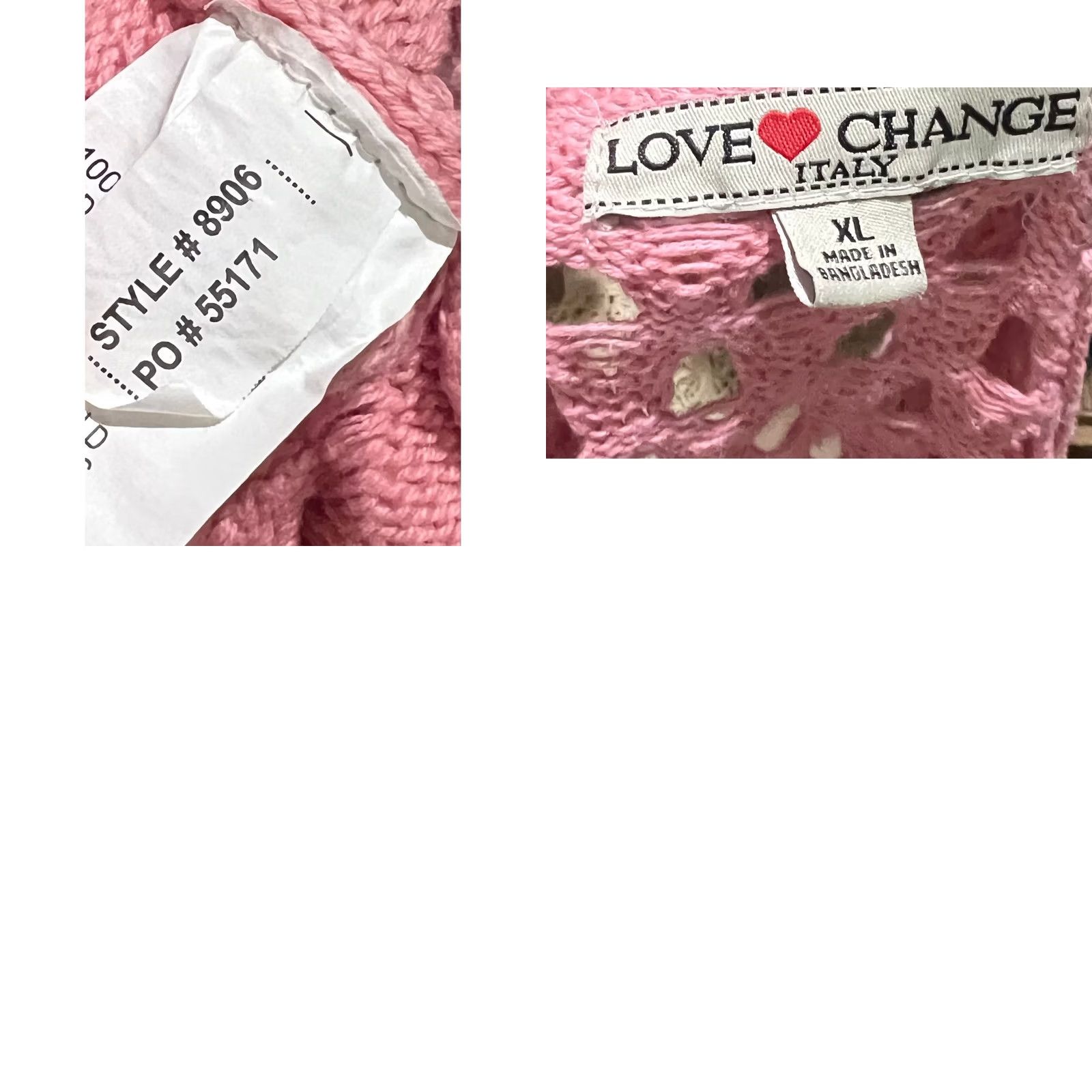 Changes VINTAGE Love Change Italy Shrug Crochet Sweater XL Tie Front Pink 3D Dimensional Flowers Size XL / US 12-14 / IT 48-50 - 8 Thumbnail