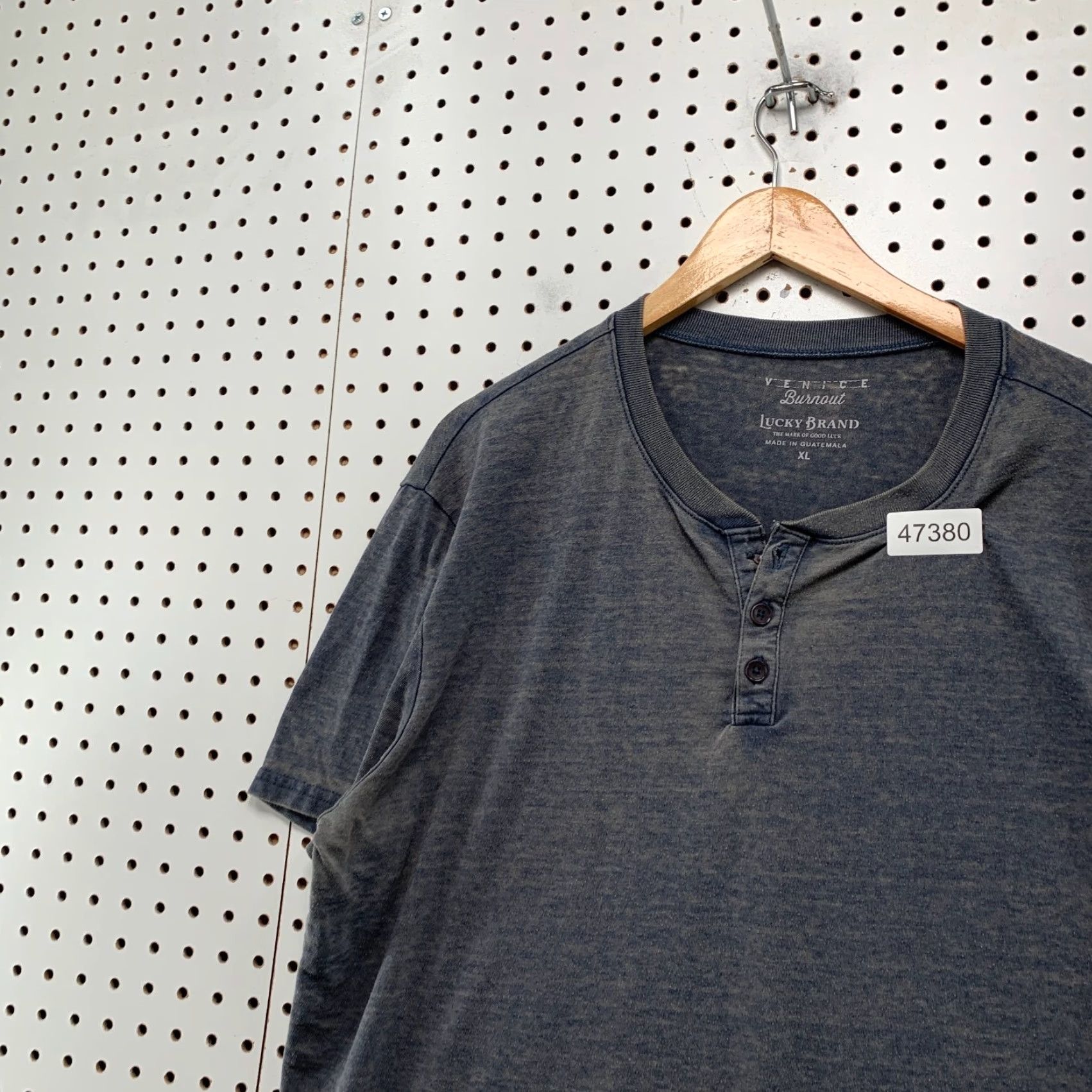 Lucky Brand Lucky Brand Henley Burnout T Shirt Mens XL Blue Venice Retro Think Vintage - Size US XL / EU 56 / 4 - 6 Thumbnail