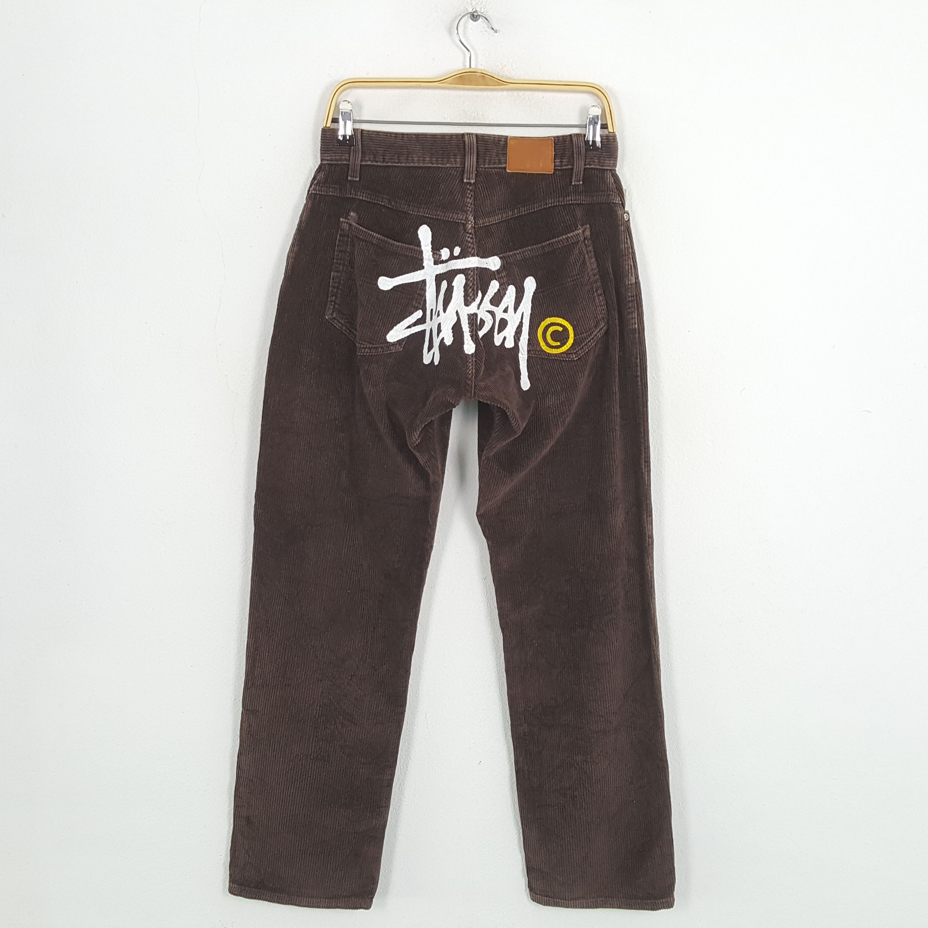 Stussy × Vintage Vintage STUSSY Streetwear Skateboard Big Logo Corduroy Pant Size US 27 - 1 Thumbnail
