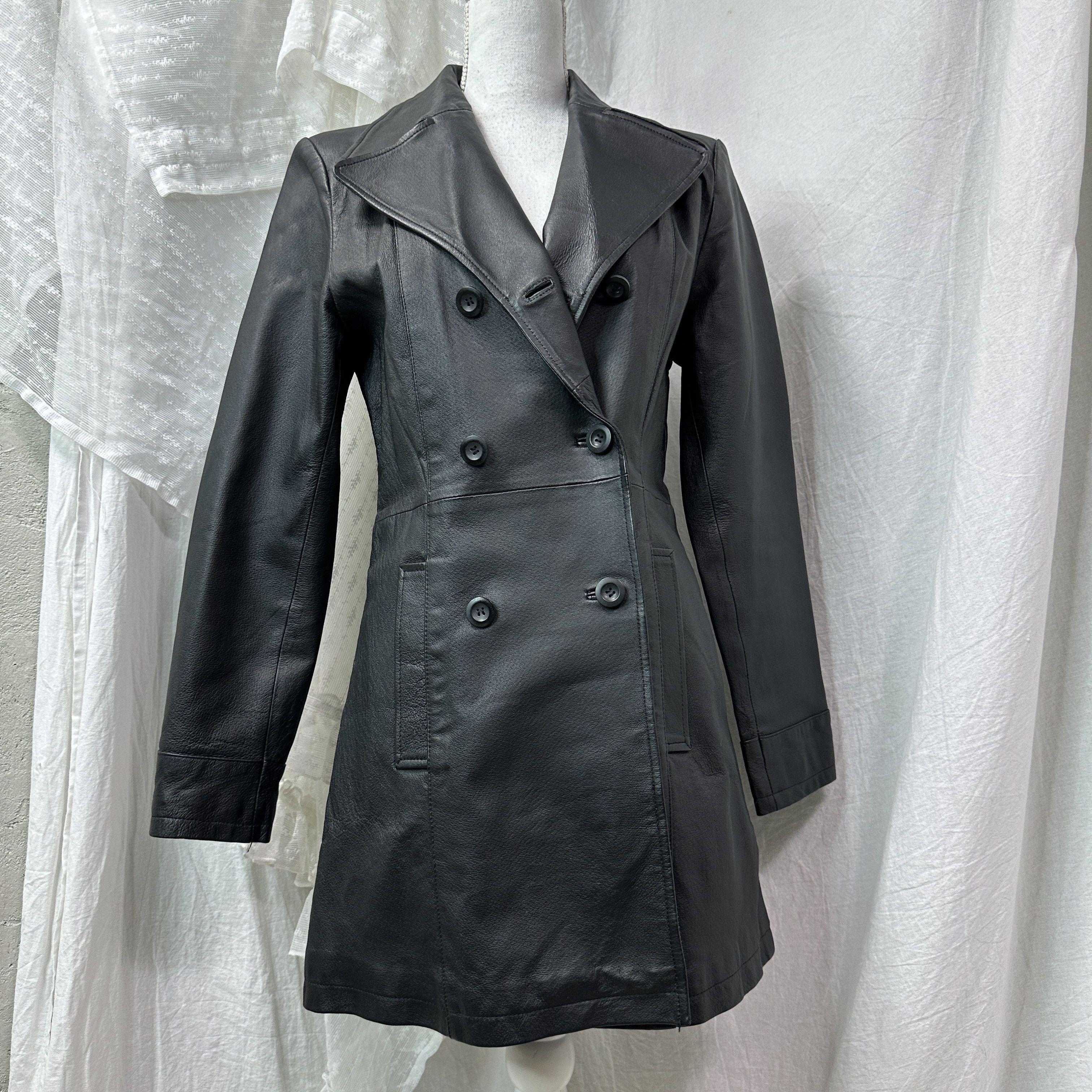 Vintage Vintage Biker Double-Breasted Grunge Leather Coat 90s Size M / US 6-8 / IT 42-44 - 7 Thumbnail