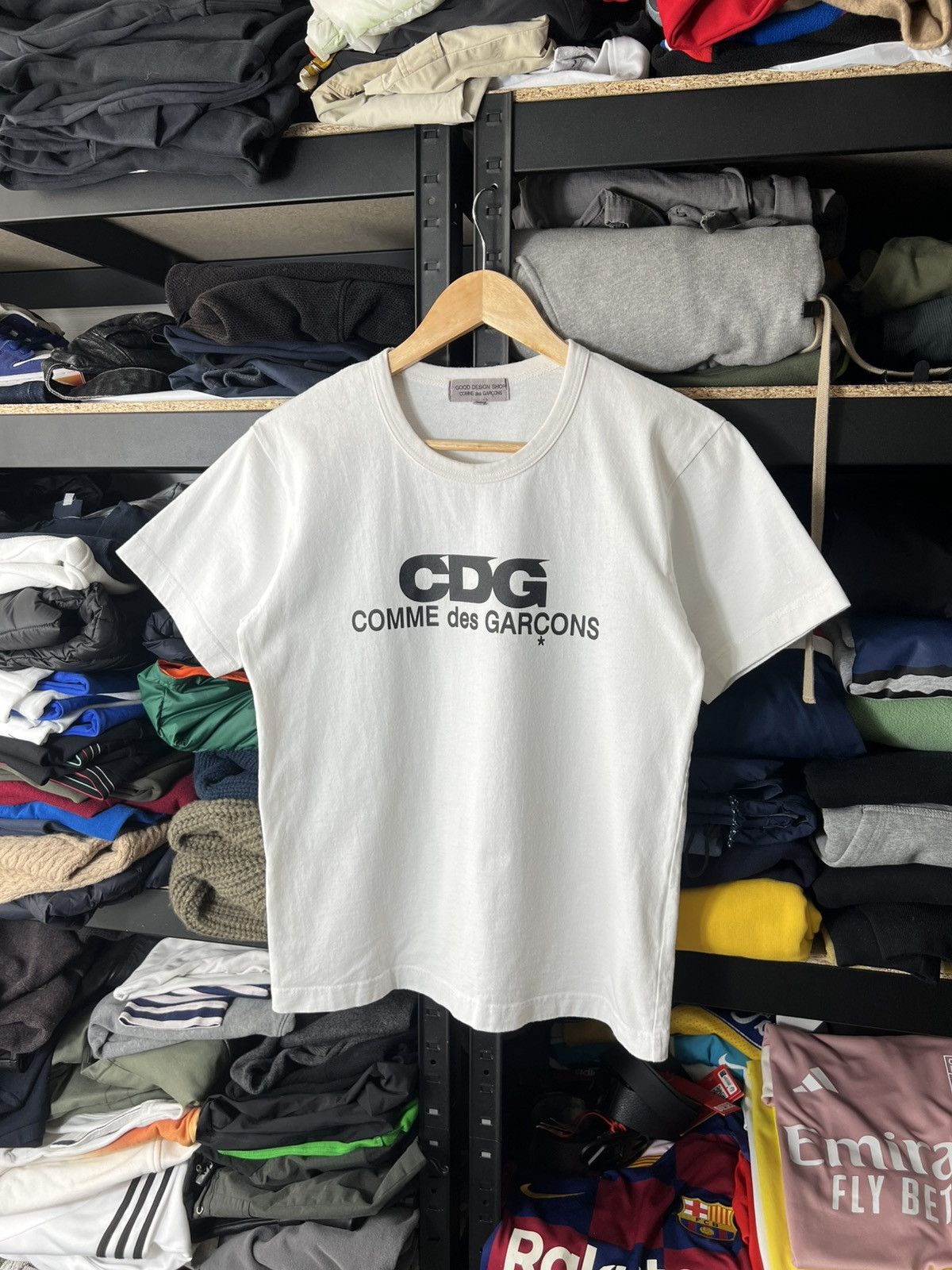 CDG Comme des Garçons T-Shirt White Logo Size S