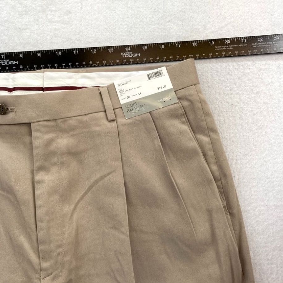 Vintage Louis Raphael Dress Pants Mens 36x34 Brown pleated Straight Leg NWT Tailored Fit Dress Pants Mens Pants Brown 36x34 NWT Regular Rise Size US 36 / EU 52 - 6 Thumbnail