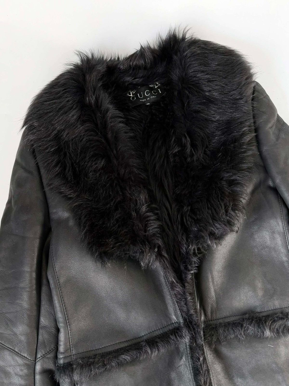 Gucci 2000’s Gucci by Tom Ford Black Shearling Leather Coat Size XS / US 0-2 / IT 36-38 - 4 Thumbnail